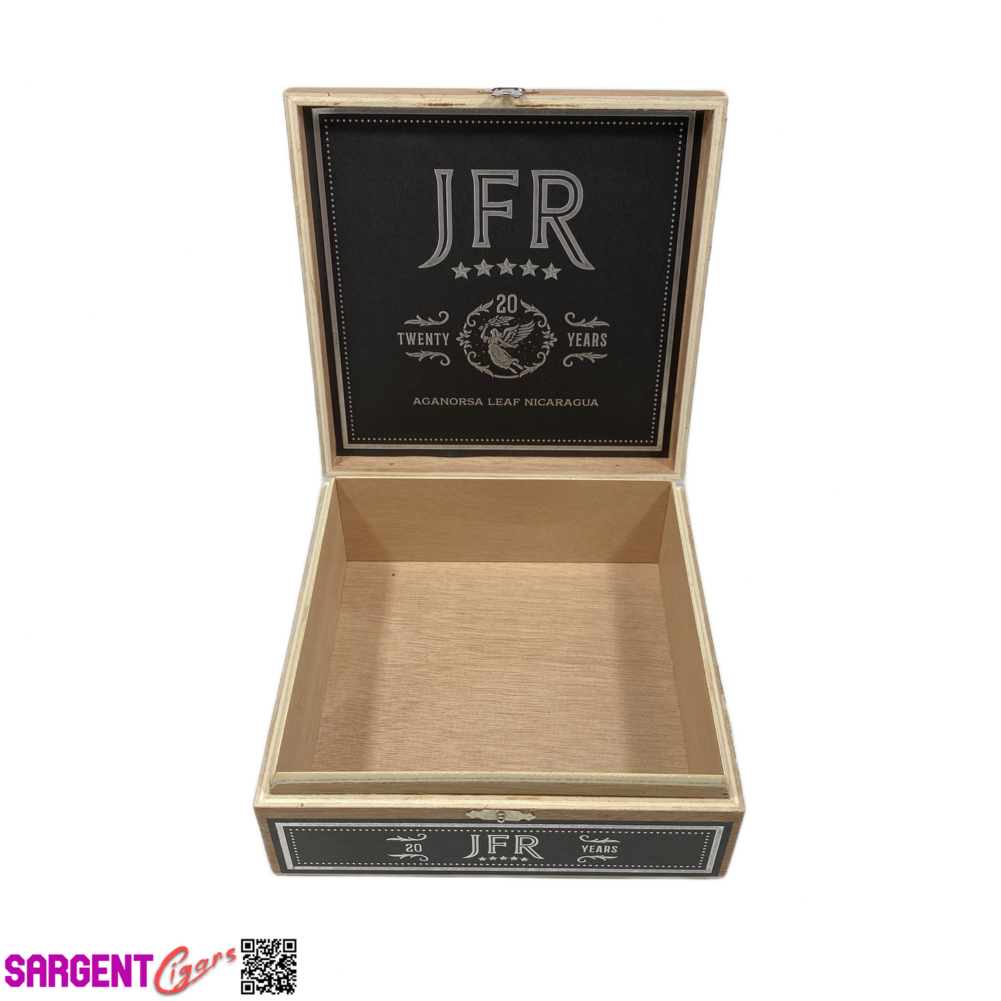 JFR 20th Titan Empty Wooden Cigar Box 7.25x7.25x2.5