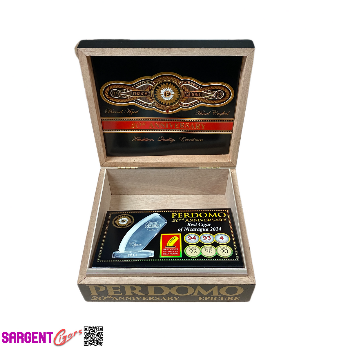 Perdomo 20th Anniversary Maduro Epicure Empty Wooden Cigar Box 8x7x3