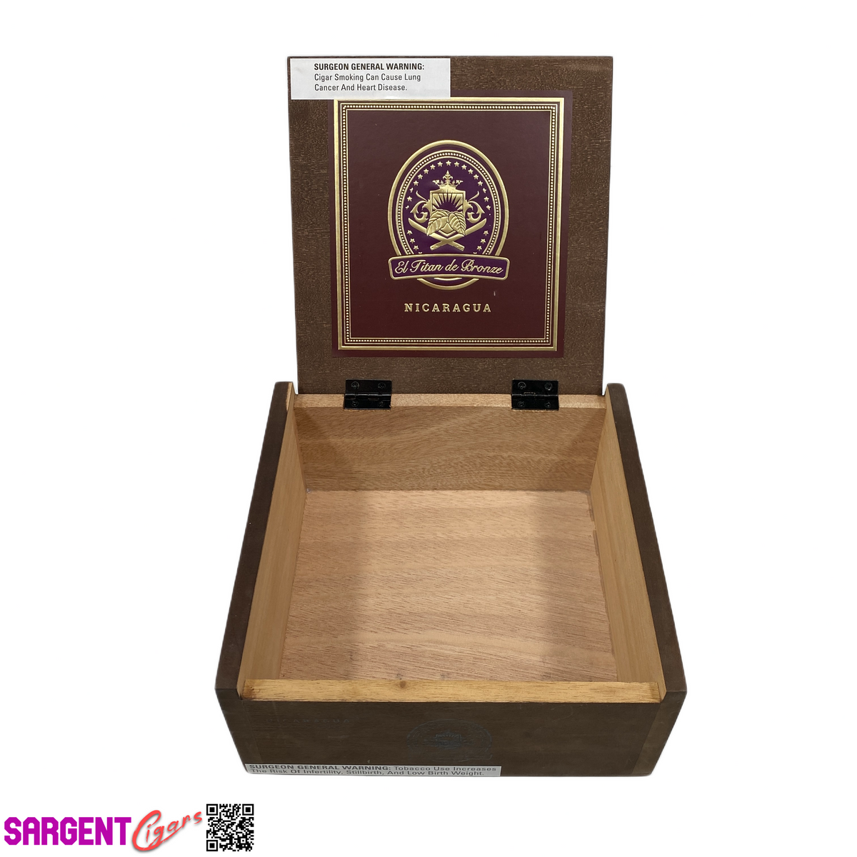El Titan De Bronze Nicaragua Gigante Empty Wooden Cigar Box 7.25x7x3.25