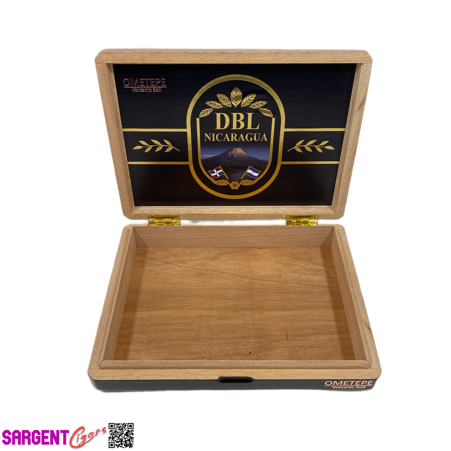 DBL Nicaragua Ometepe Volcanic Soil Empty Wooden Cigar Box 9.75x7.5x2