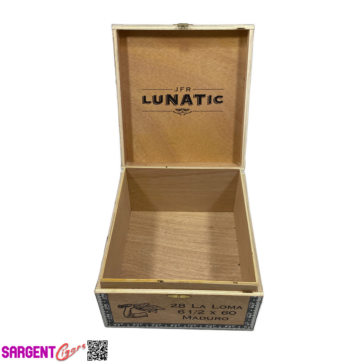 JFR Lunatic La Loma Empty Wooden Cigar Box 7x7.75x4