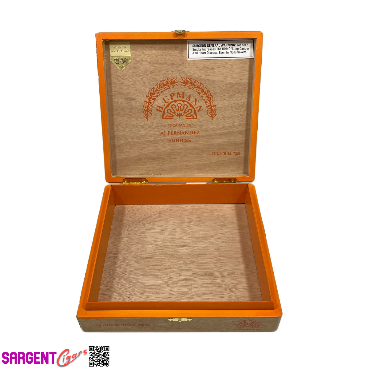 H Upmann Sunrise Churchill Empty Wooden Cigar Box 9x8.25x2