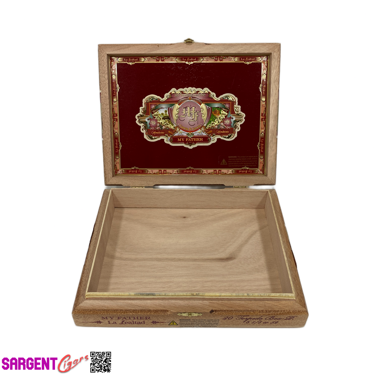 My Father Cigars La Lealtad Torpedo Empty Wooden Cigar Box 9.5x7.5x2