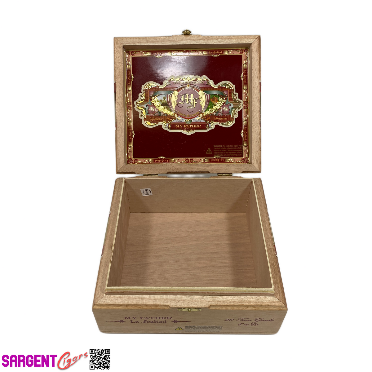 My Father Cigars Lealtad Toro Gordo Empty Wooden Cigar Box 8x7.5x3.5