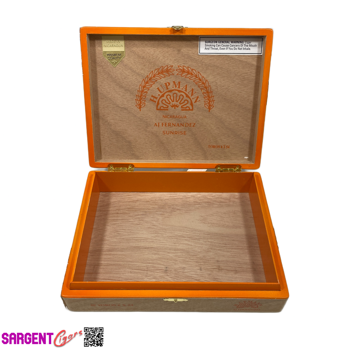 H Upmann Sunrise Toro Empty Wooden Cigar Box 9.25x7.25x2