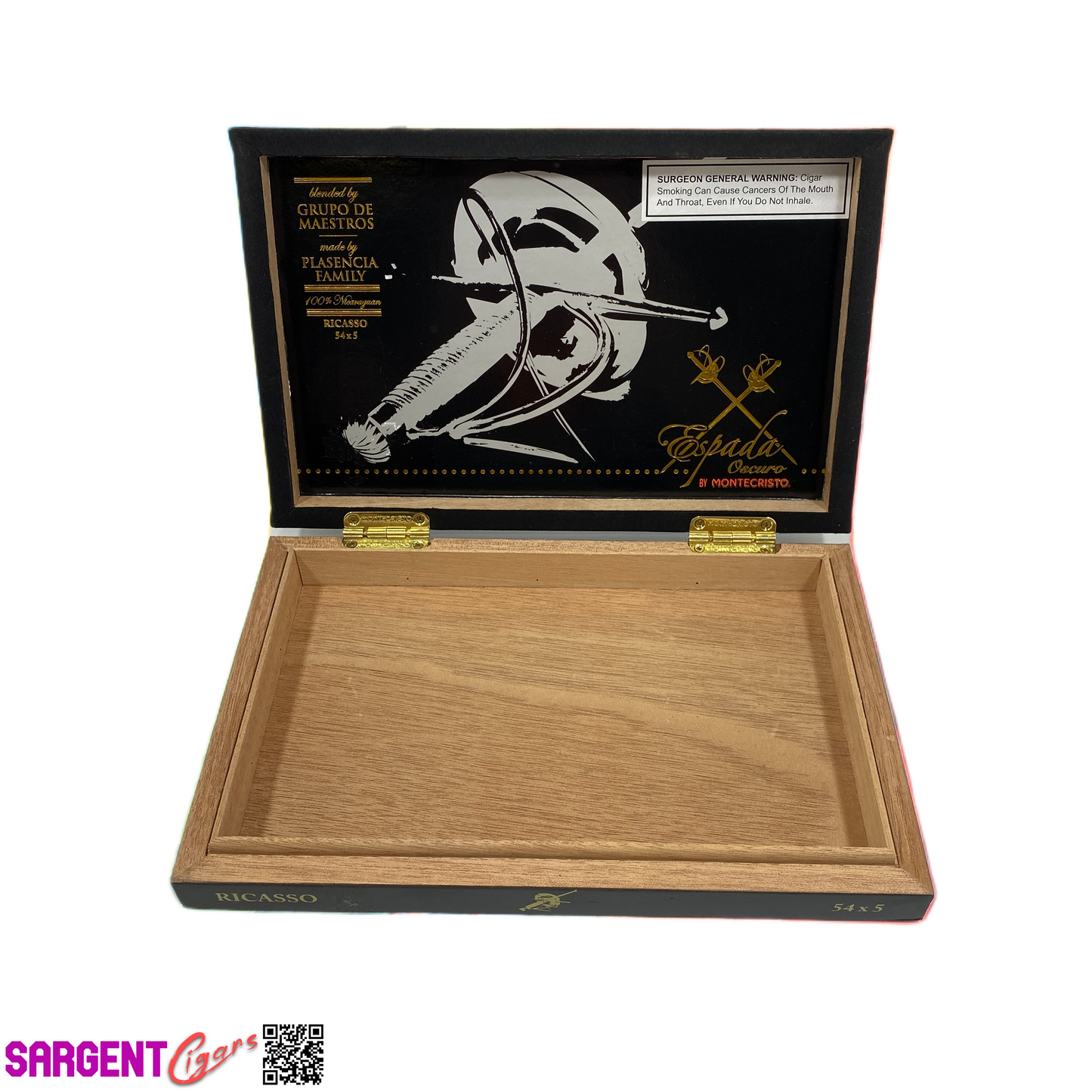 Montecristo Espada Oscuro Ricasso Empty Wooden Cigar Box 9.5x6.25x1.5