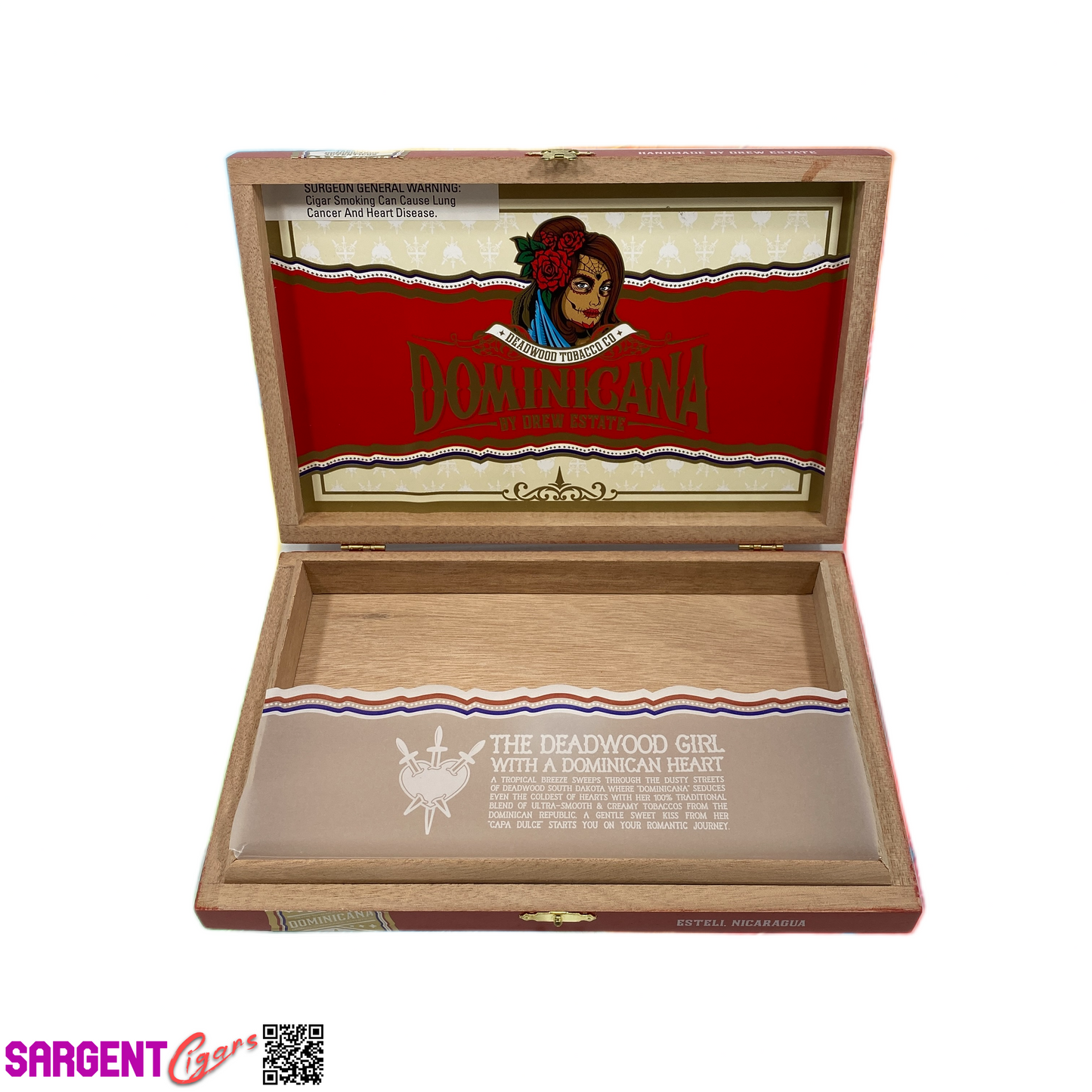 Deadwood Buenas Noches Robusto Empty Wooden Cigar Box 9.5x6.25x1.25