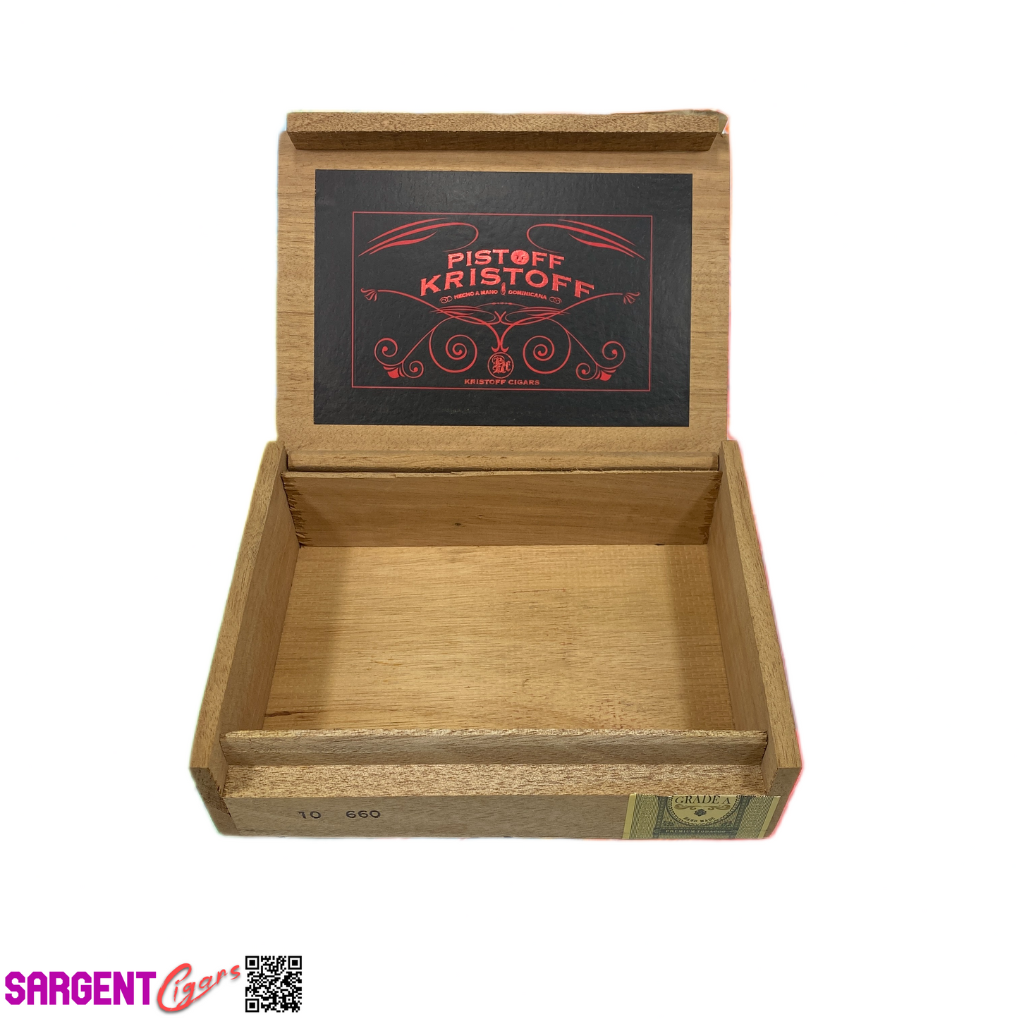 Kristoff Pistoff 660 Empty Wooden Cigar Box 7.75x6x2.5