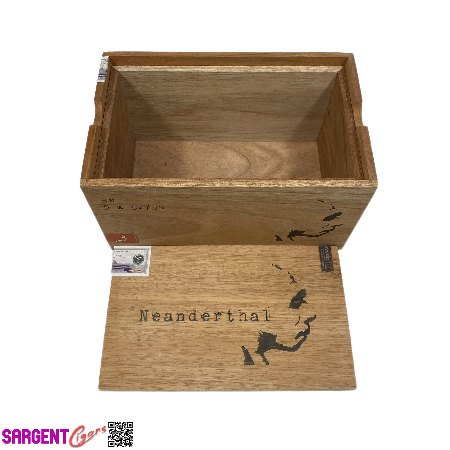 RomaCraft Neanderthal HN Empty Wooden Cigar Box 10.25x6.5x5.5