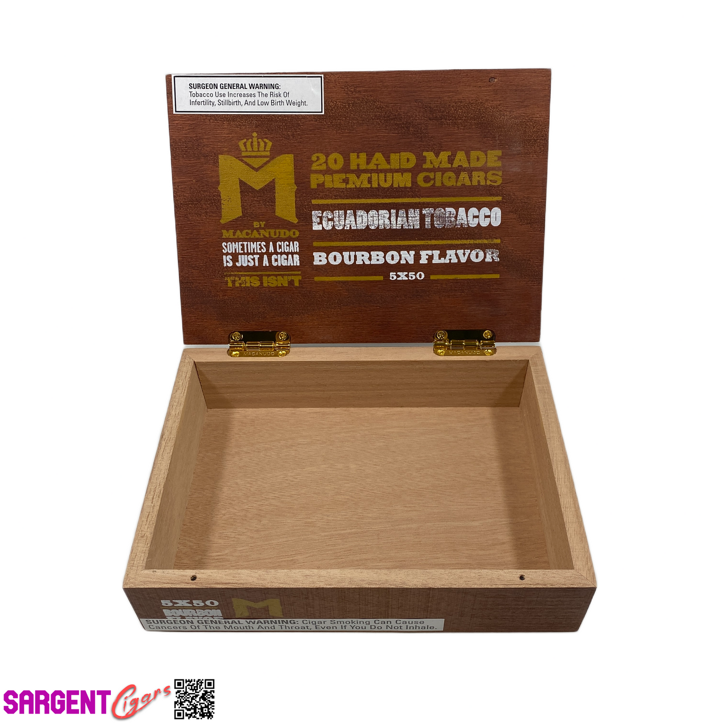 Macanudo Bourbon Robusto Empty Wooden Cigar Box 8.5x6x2.25