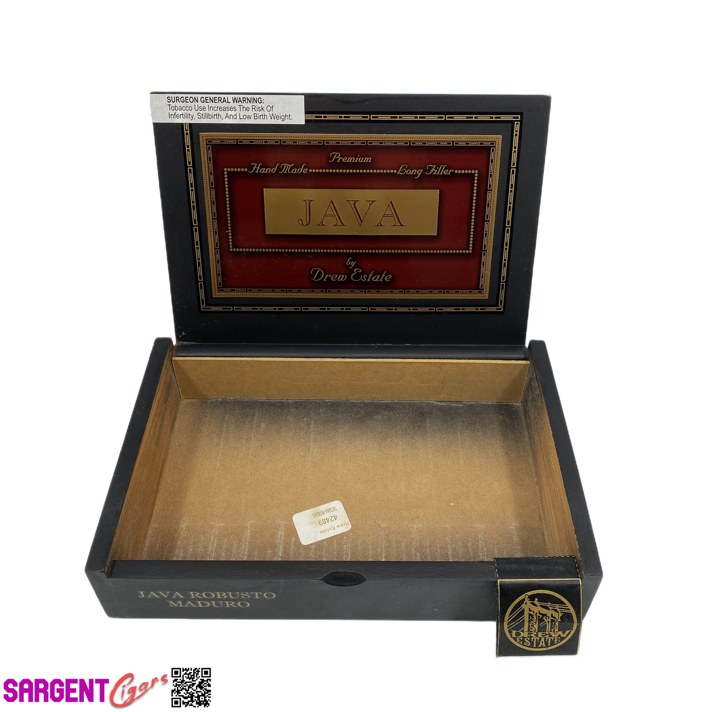 Java Maduro Robusto Empty Wooden Cigar Box 10x6.75x2