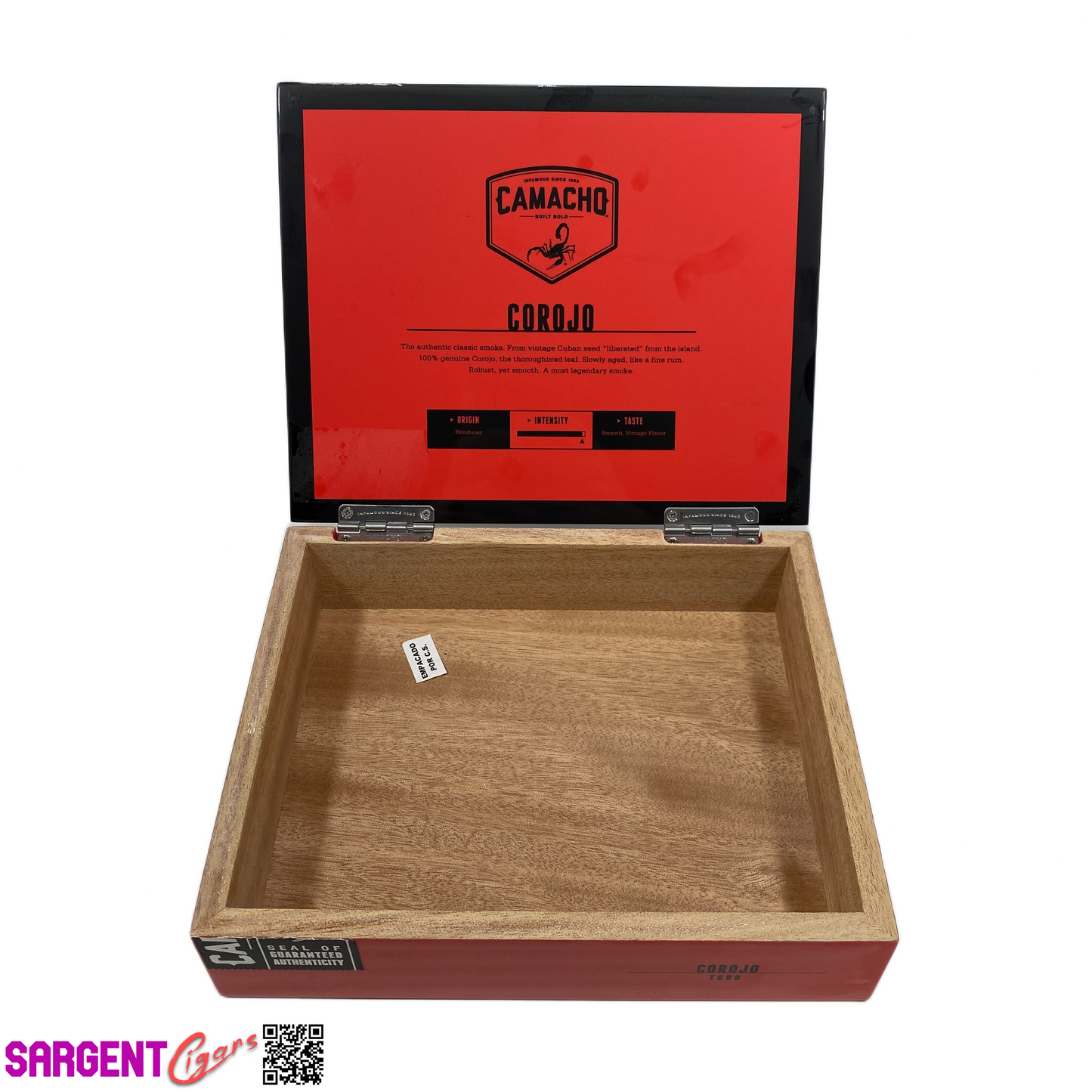 Camacho Corojo Toro Empty Wooden Cigar Box 8.75x7x2.25
