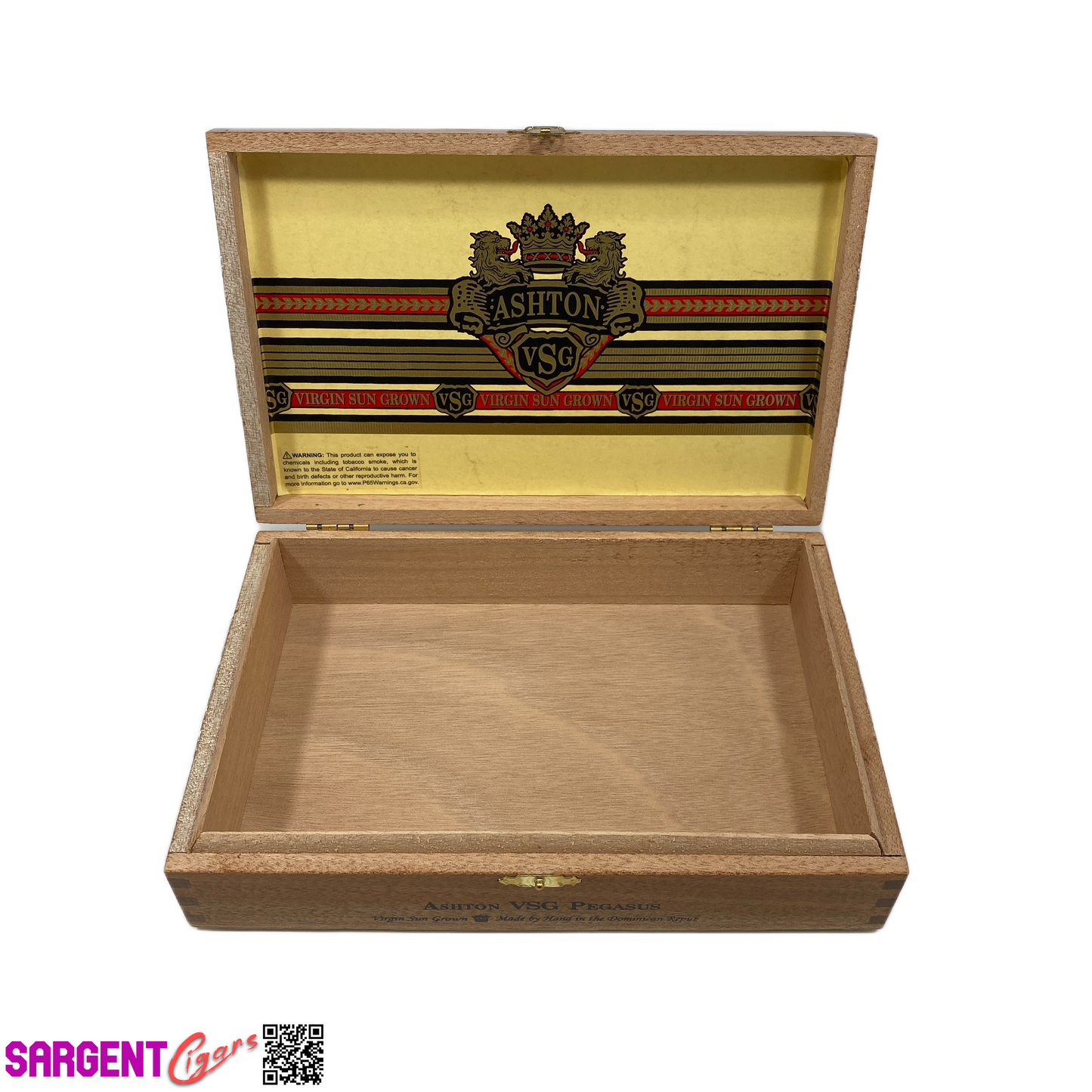 Ashton VSG Pegasus Empty Wooden Cigar Box 9x6x2.5