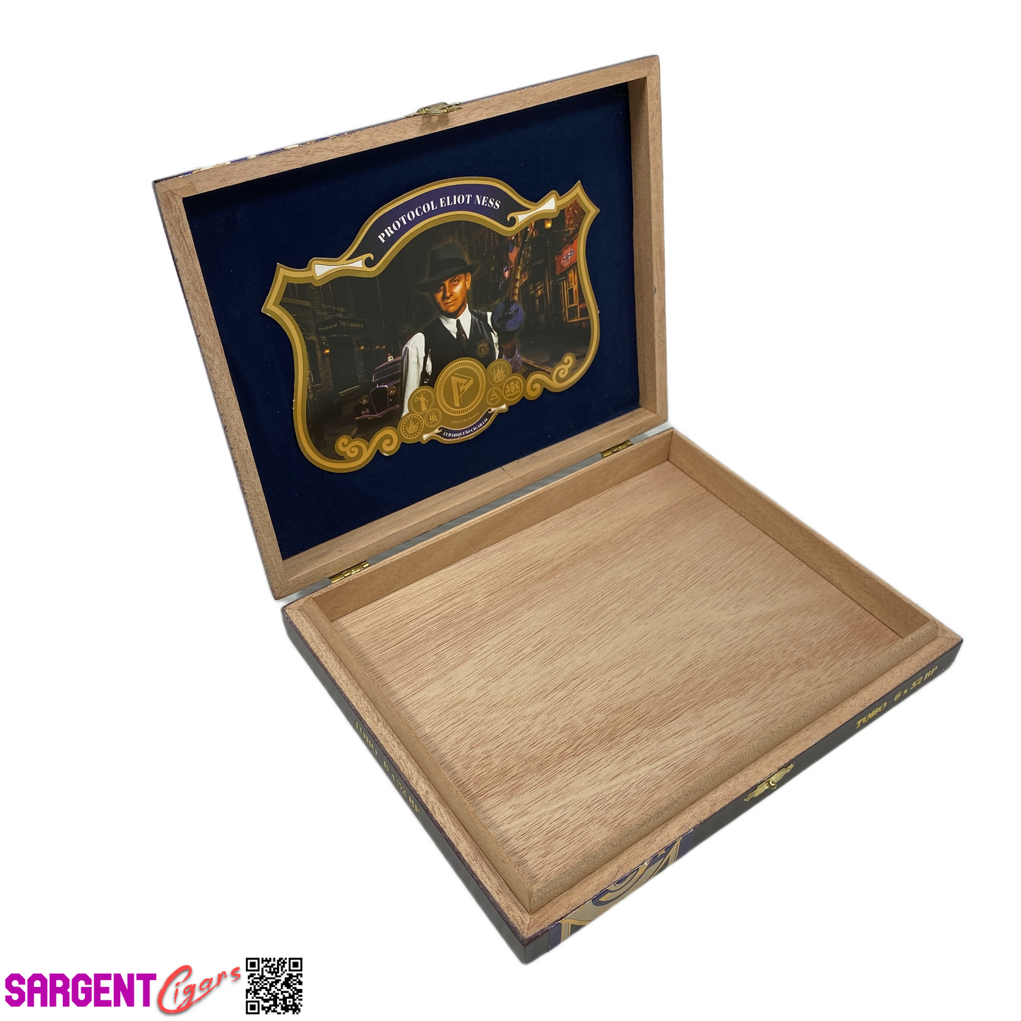 Protocol Eliot Ness Maduro Toro Empty Wooden Cigar Box 9x7x1.5