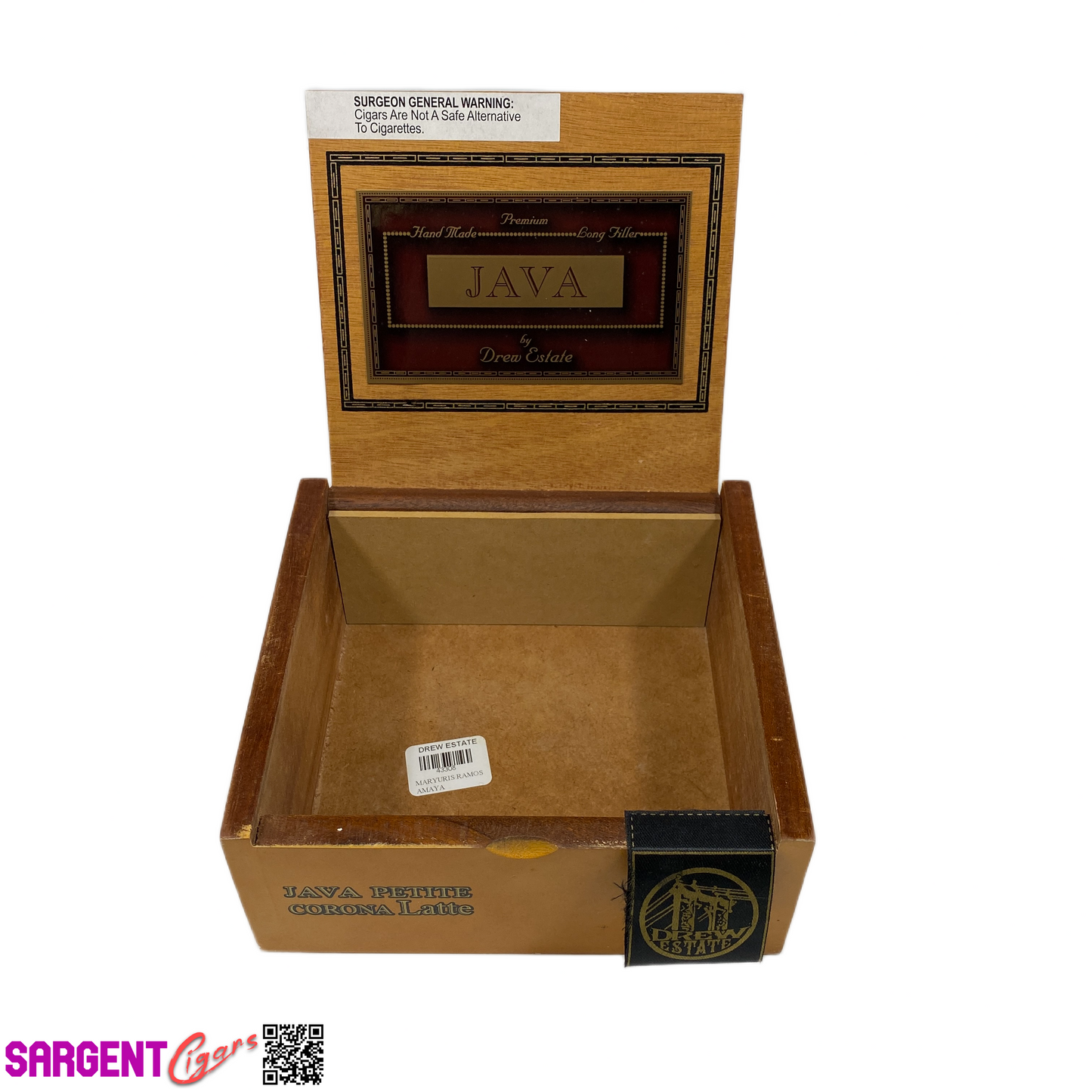 Java Latte Petite Corona Empty Wooden Cigar Box 7x6.25x3