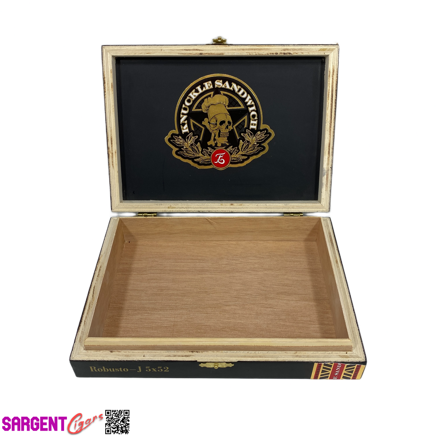 Guy Fieri Knuckle Sandwich Maduro Robusto Empty Wooden Cigar Box 8.5x6.25x1.75