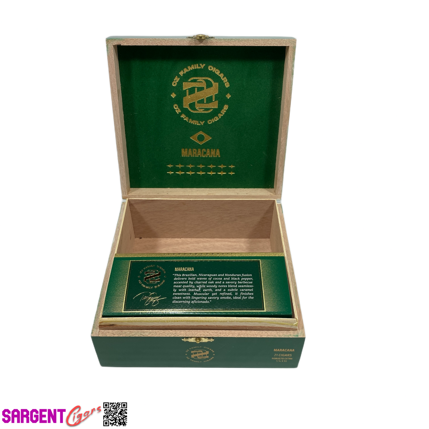Ozgener Maracana Robusto Extra Empty Wooden Cigar Box 6.75x6.5x2.75