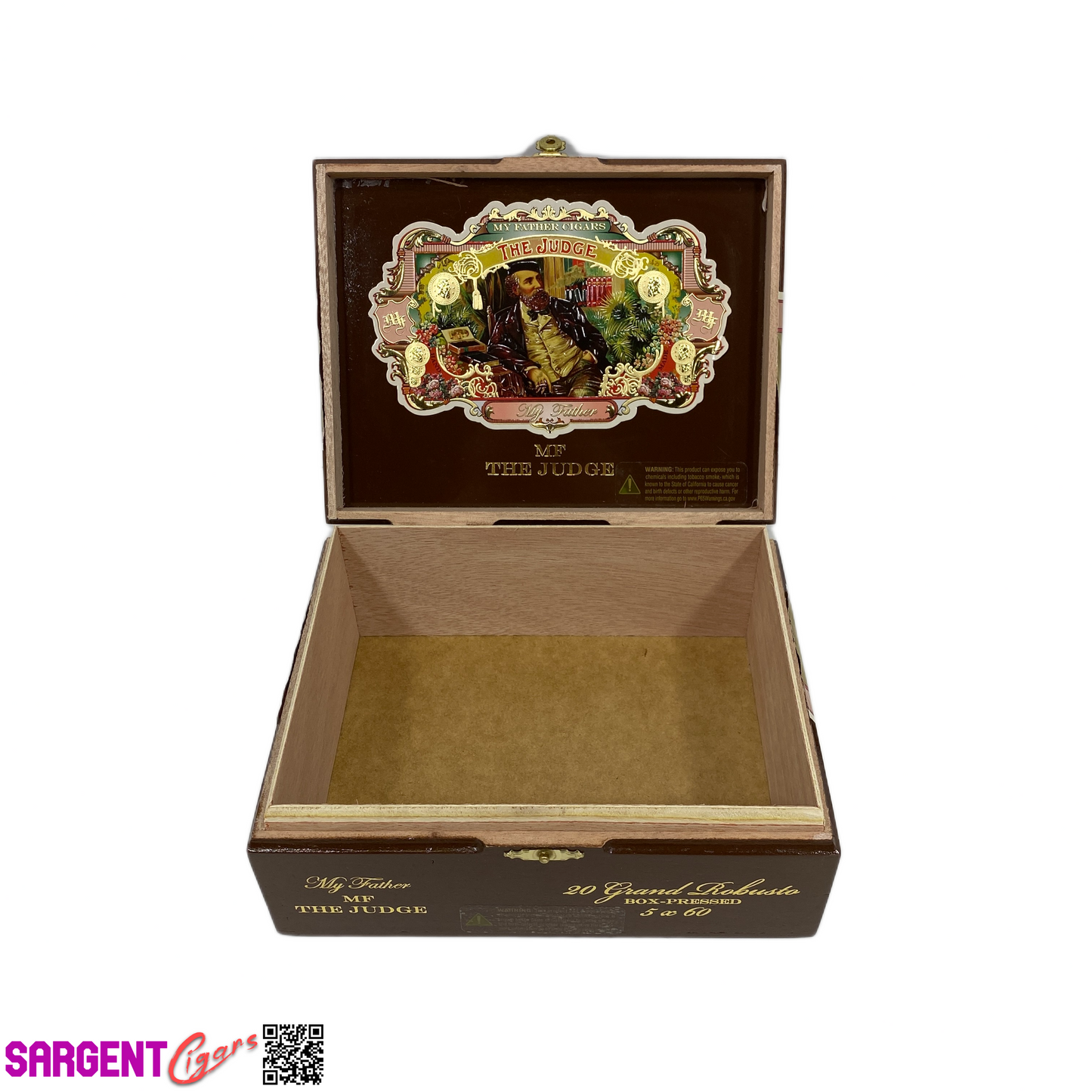 My Father Cigars The Judge Grand Robusto Empty Wooden Cigar Box 7.5x6x3.25 (1)