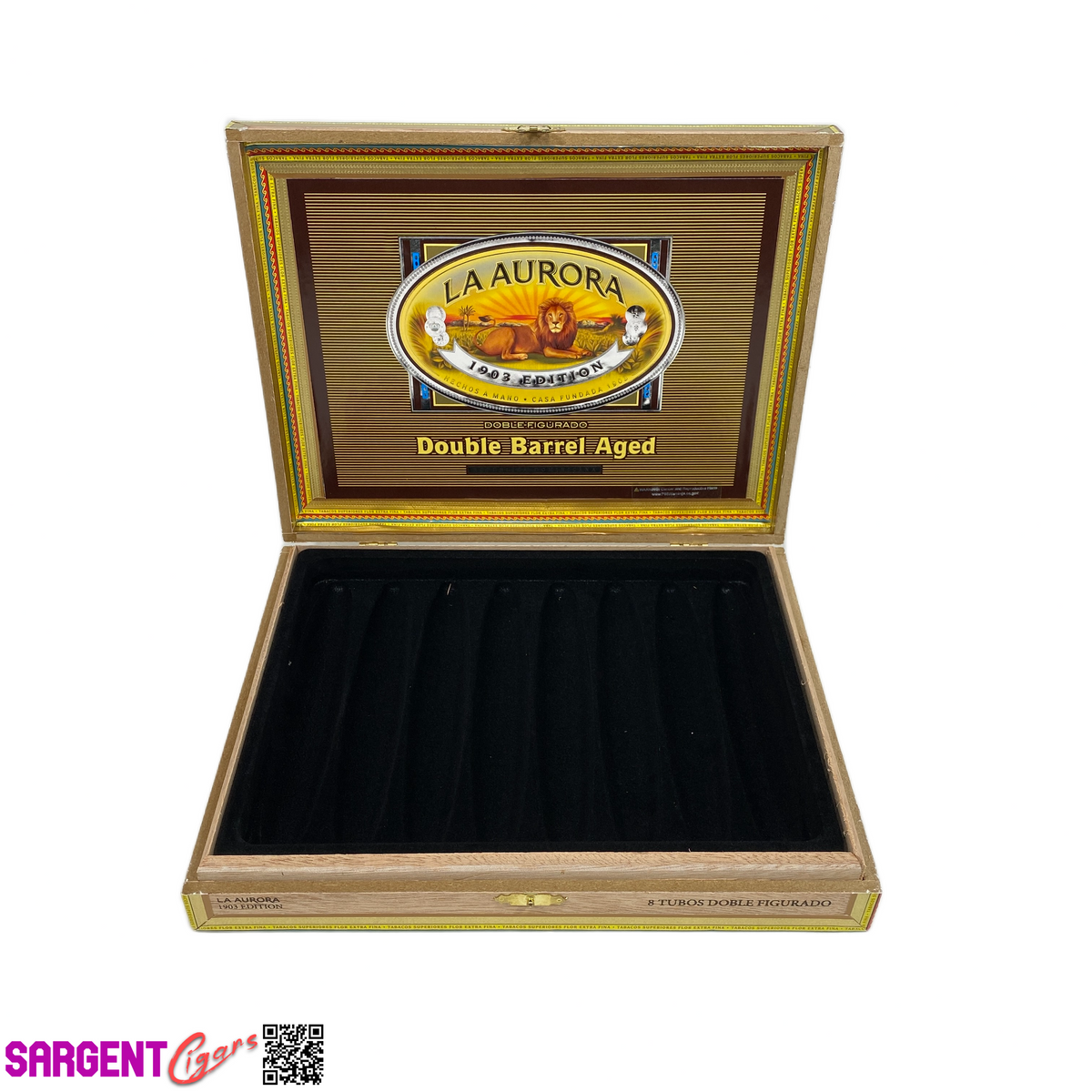 La Aurora Doble Figurado Empty Wooden Cigar Box 10x8x1.5