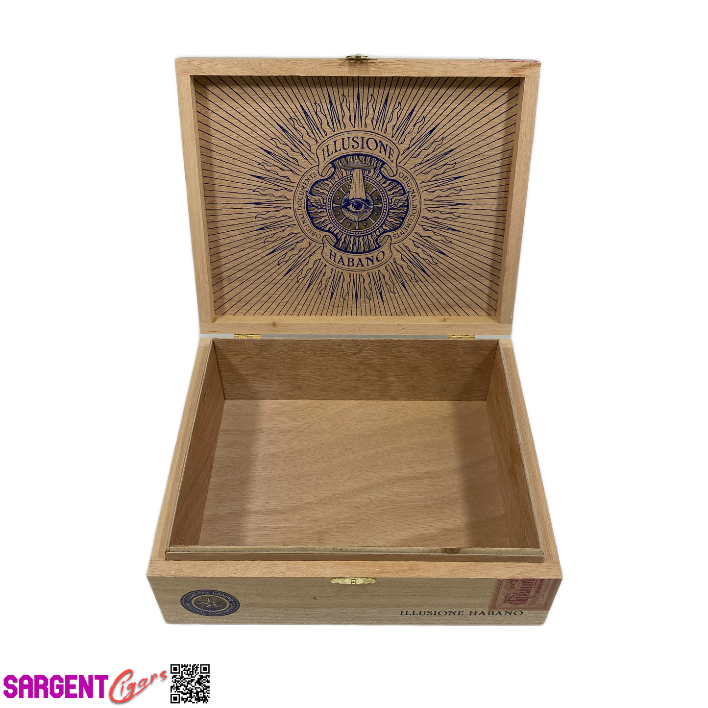 Illusione Gordo Empty Wooden Cigar Box 8.75x7.25x3