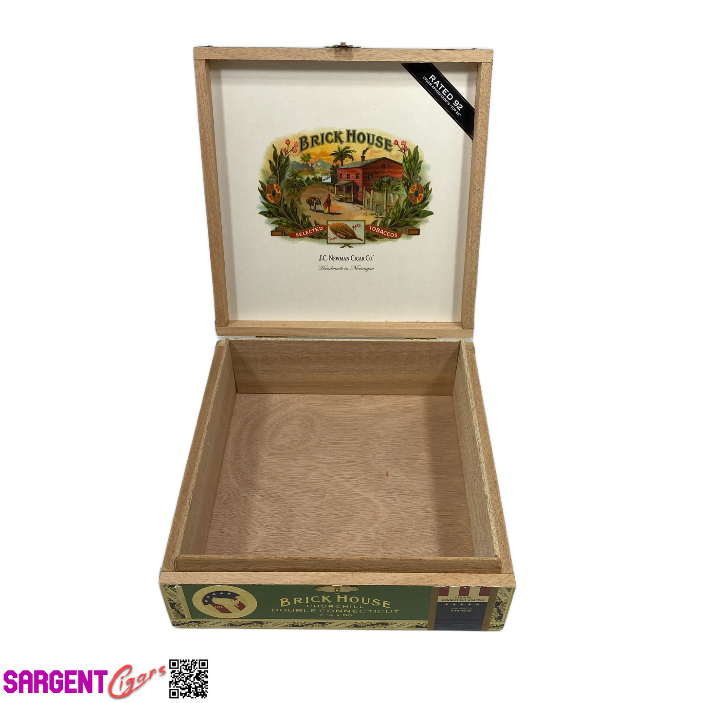 BrickHouse Connecticut Churchill Empty Wooden Cigar Box 8x8.5x2.75