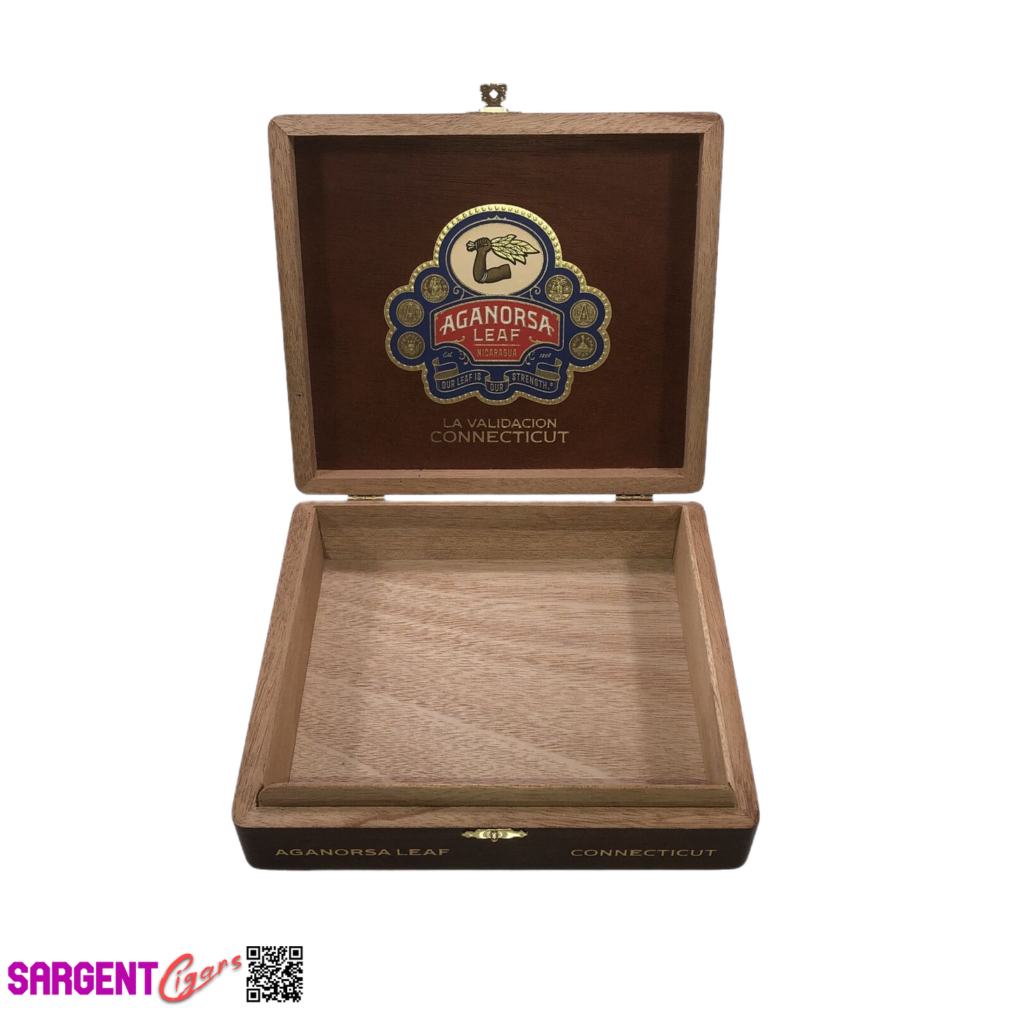 Aganorsa Leaf Validacion Conn Gran Toro Empty Wooden Cigar Box 8.25x7.25x2