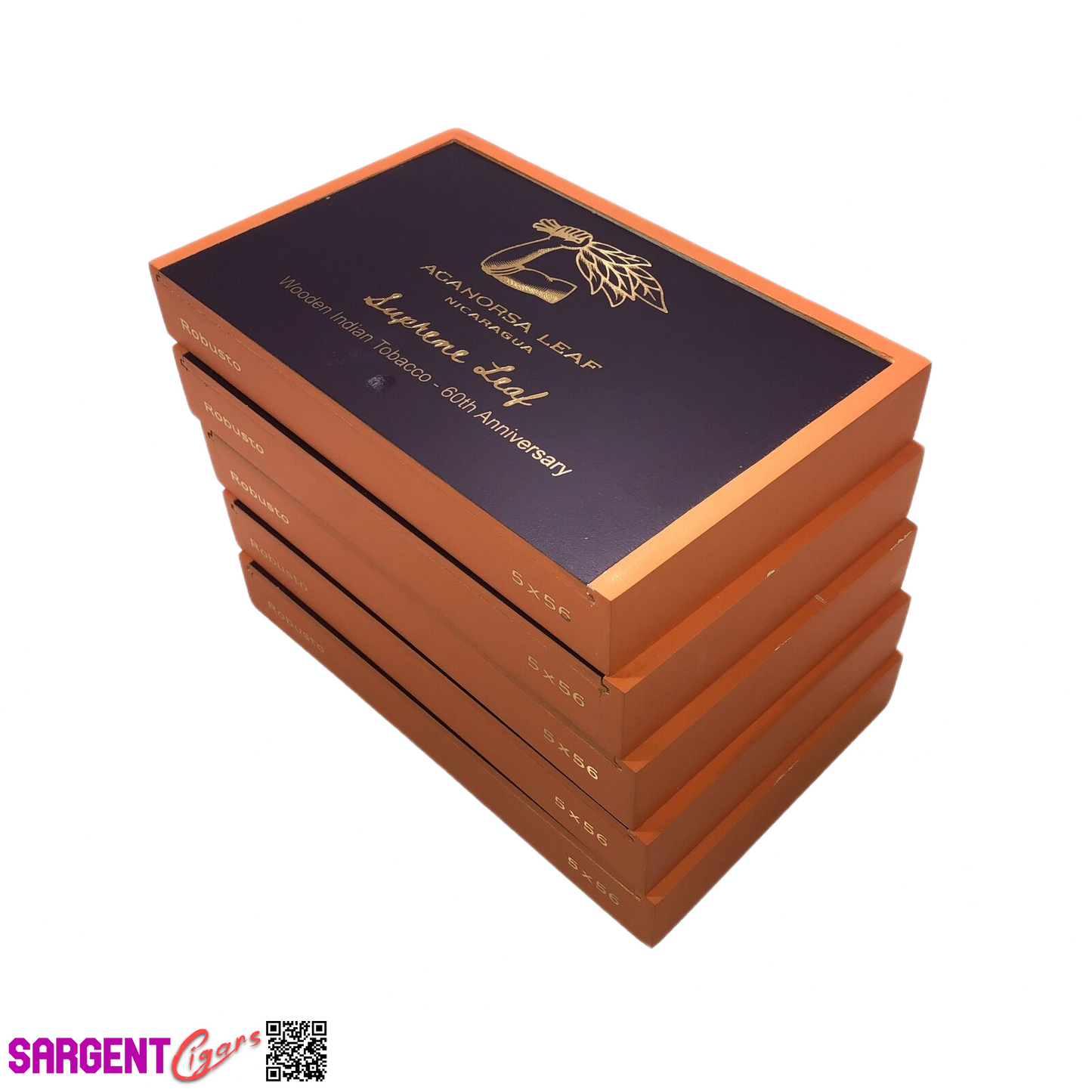 Lot of 5 Aganorsa Leaf Supreme Leaf Empty Wooden Cigar Boxes 9.5x6x1.25 #33