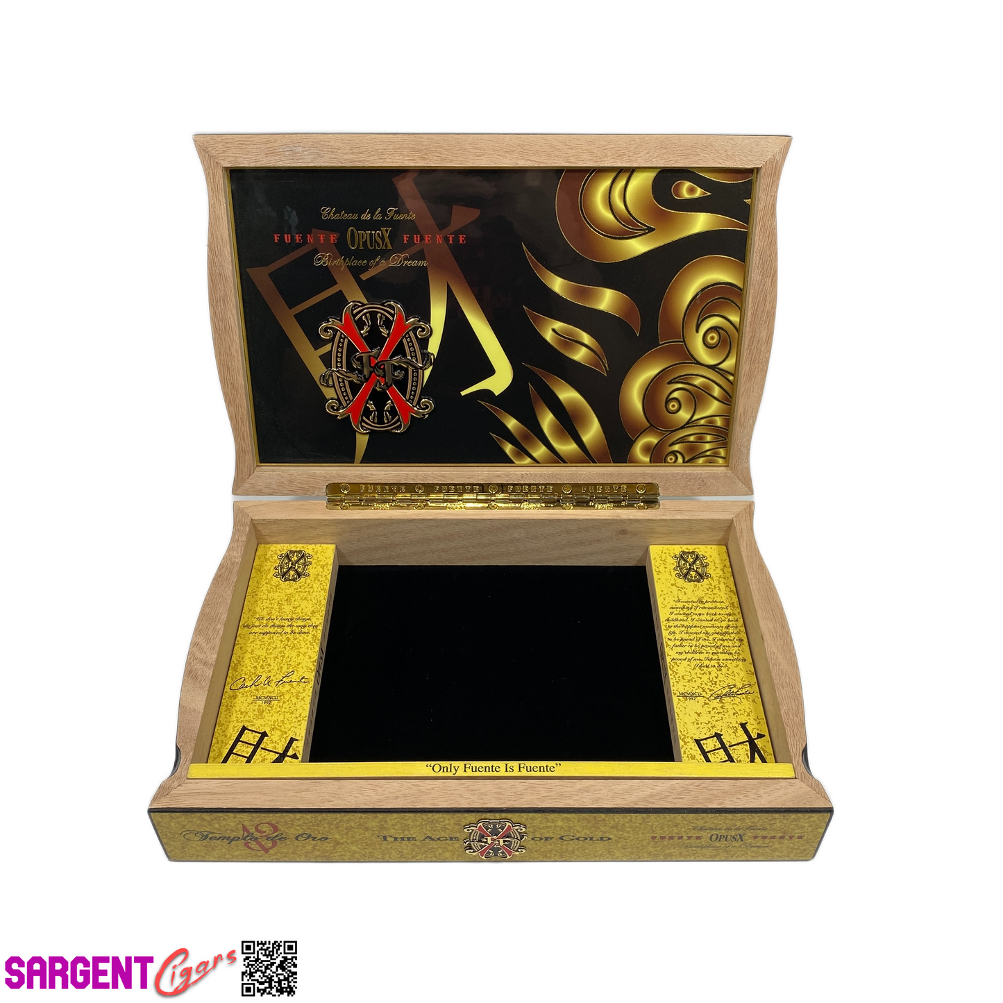 Arturo Fuente Opus X Templo de Oro Age of Gold Empty Wooden Cigar Box 12x7.75x2.5