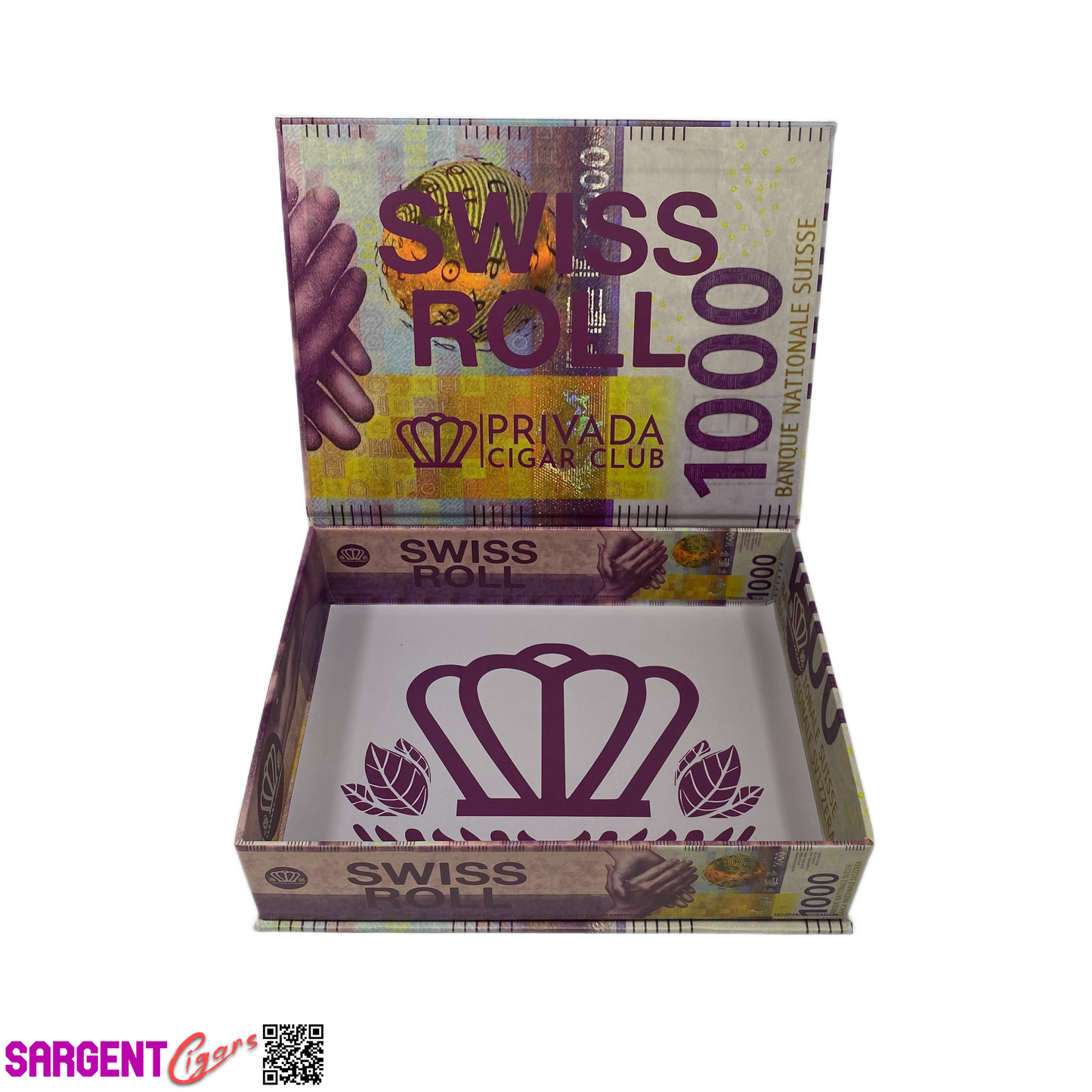LCA Swiss Roll Empty Cigar Box 8.5x6.5x2.25
