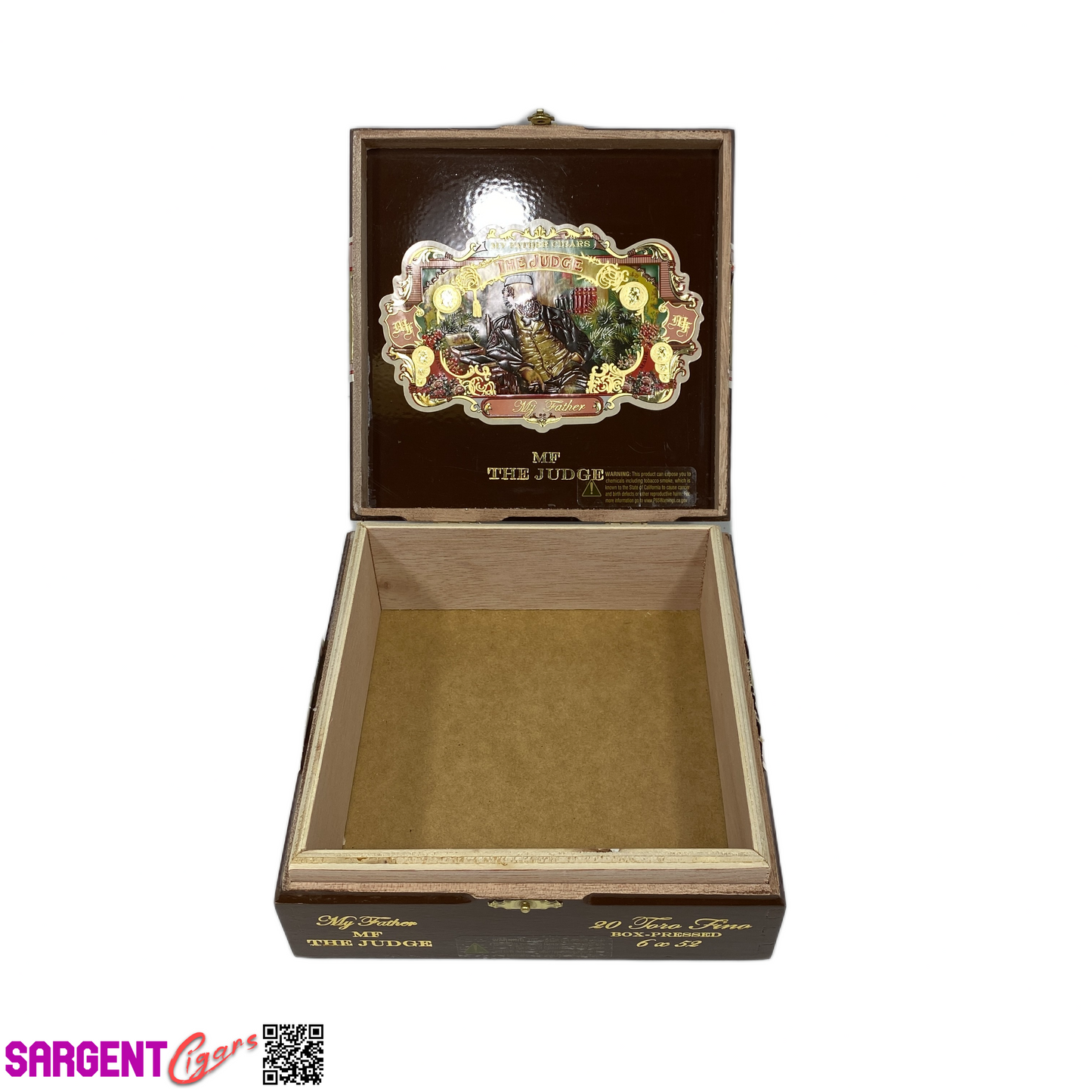 My Father Cigars The Judge Toro Fino Empty Wooden Cigar Box 7x7.25x3 (1)