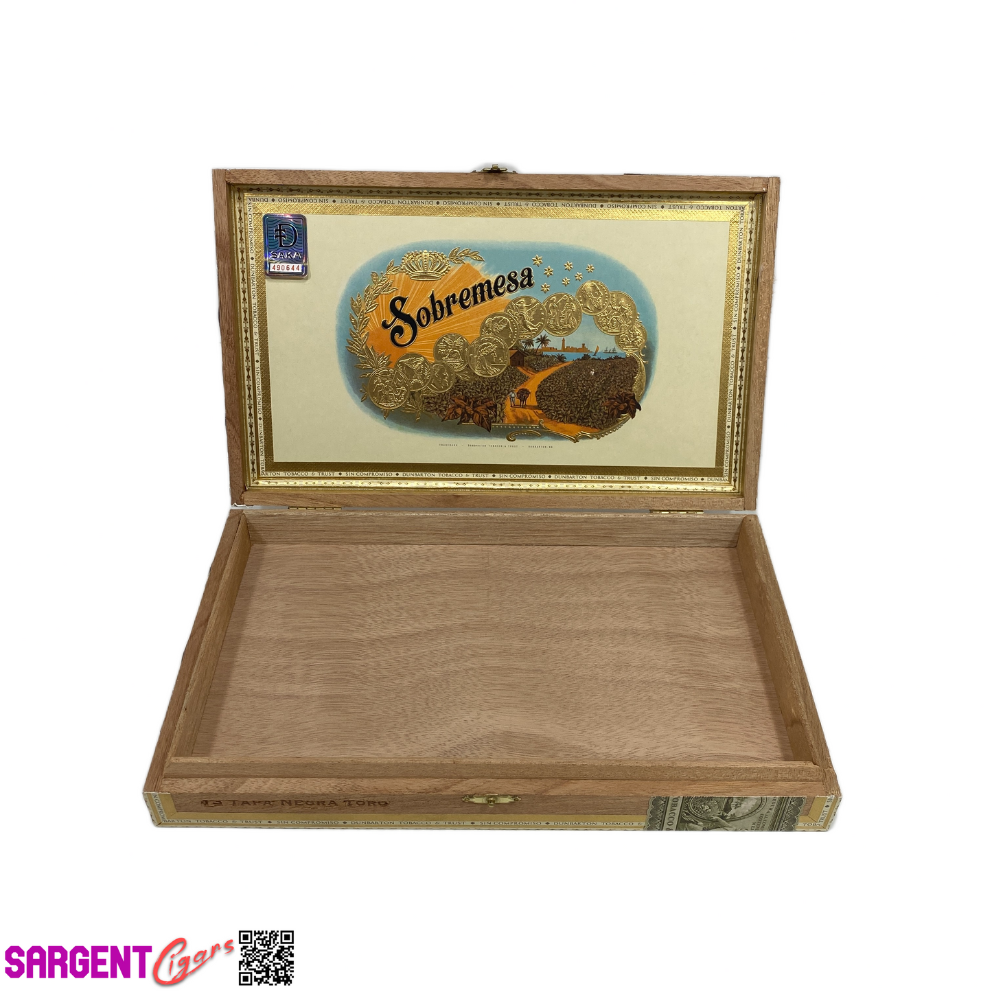 Dunbarton Sobremesa Tapa Toro Empty Wooden Cigar Box 11.75x7.25x2