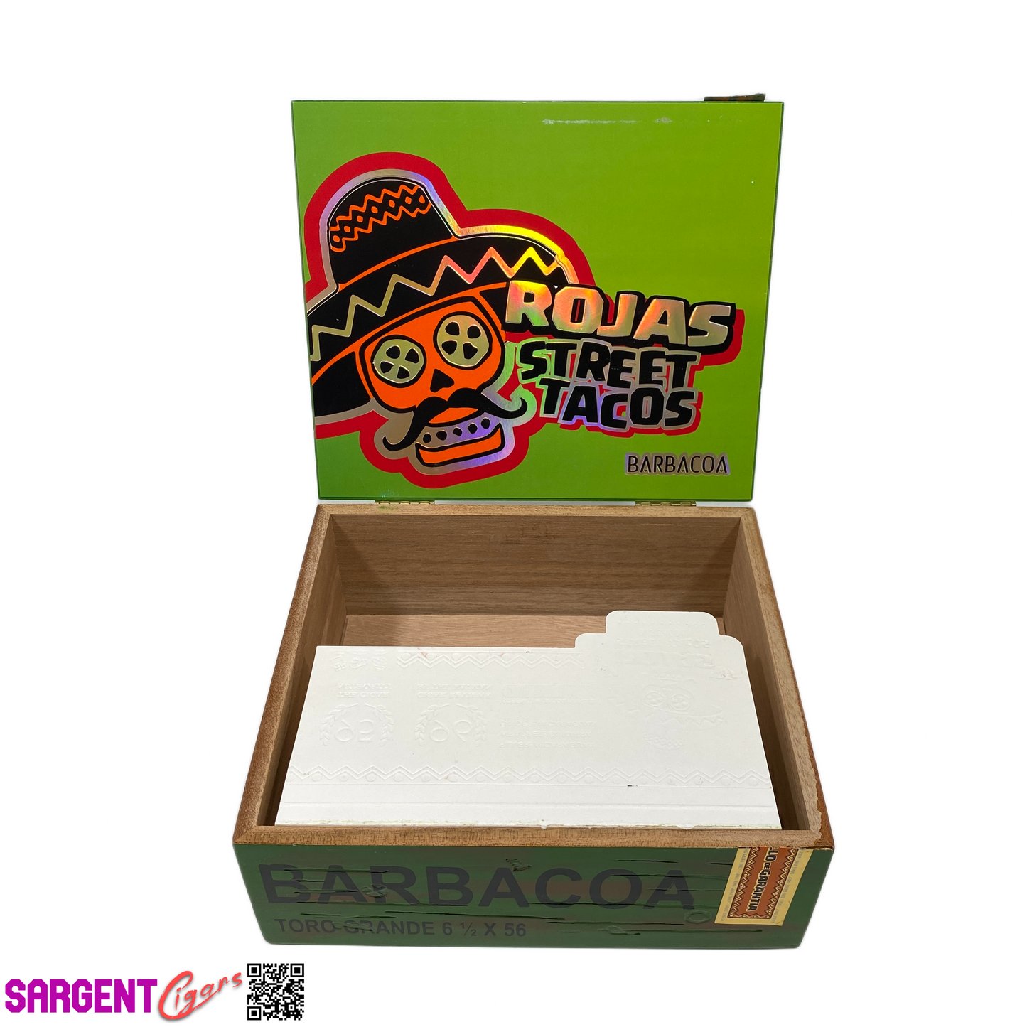 Rojas Street Tacos Barbacoa Toro Grande Empty Wooden Cigar Box 8.5x7.5x3.5