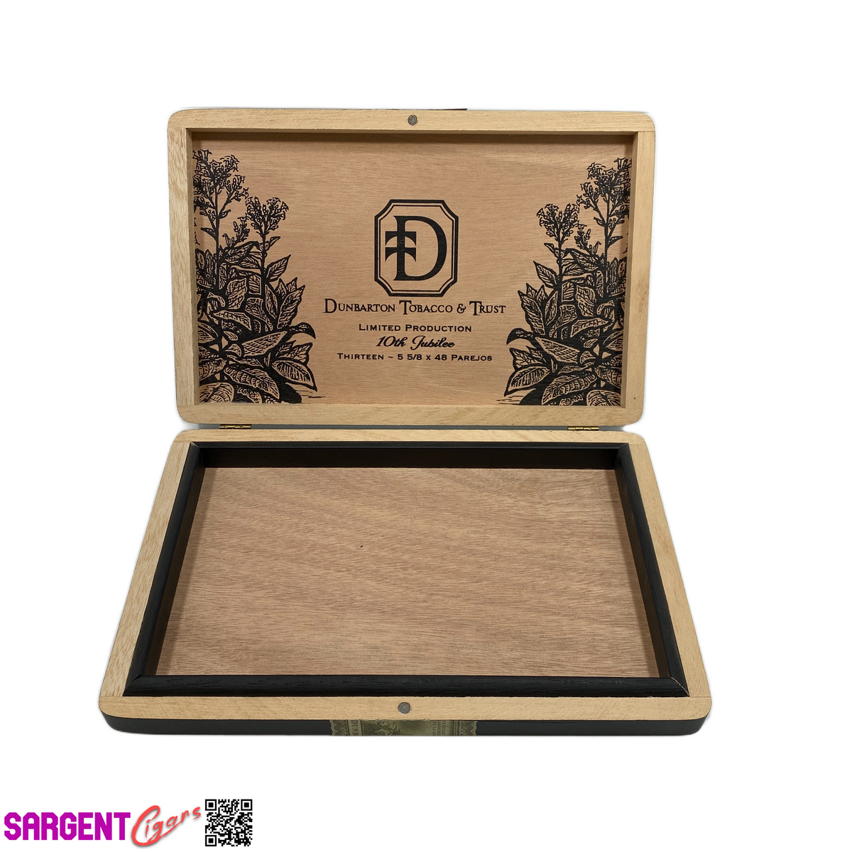 Dunbarton 10th Jubilee Empty Wooden Cigar Box 11.25x7.5x1.25