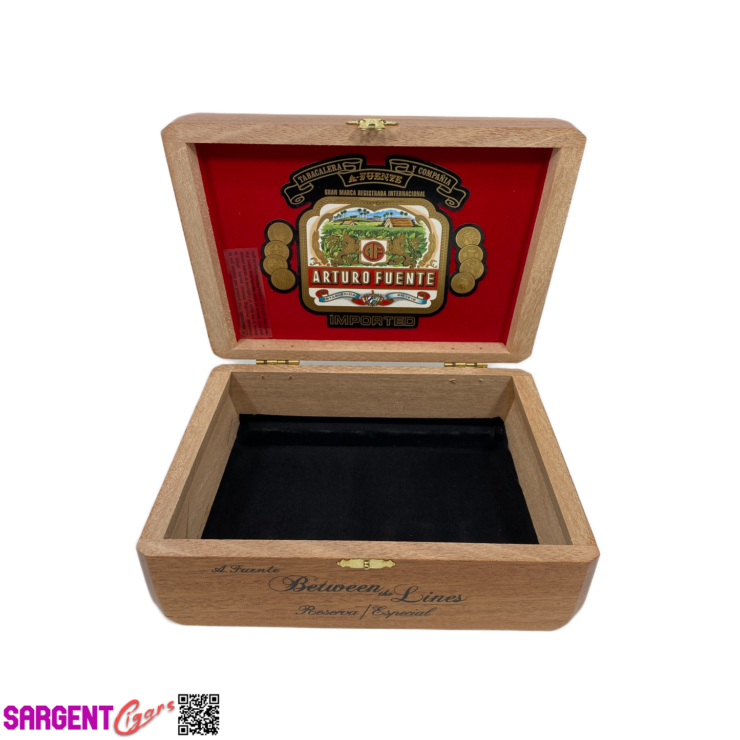 Arturo Fuente Between the Lines Empty Wooden Cigar Box 8.25x5.5x3