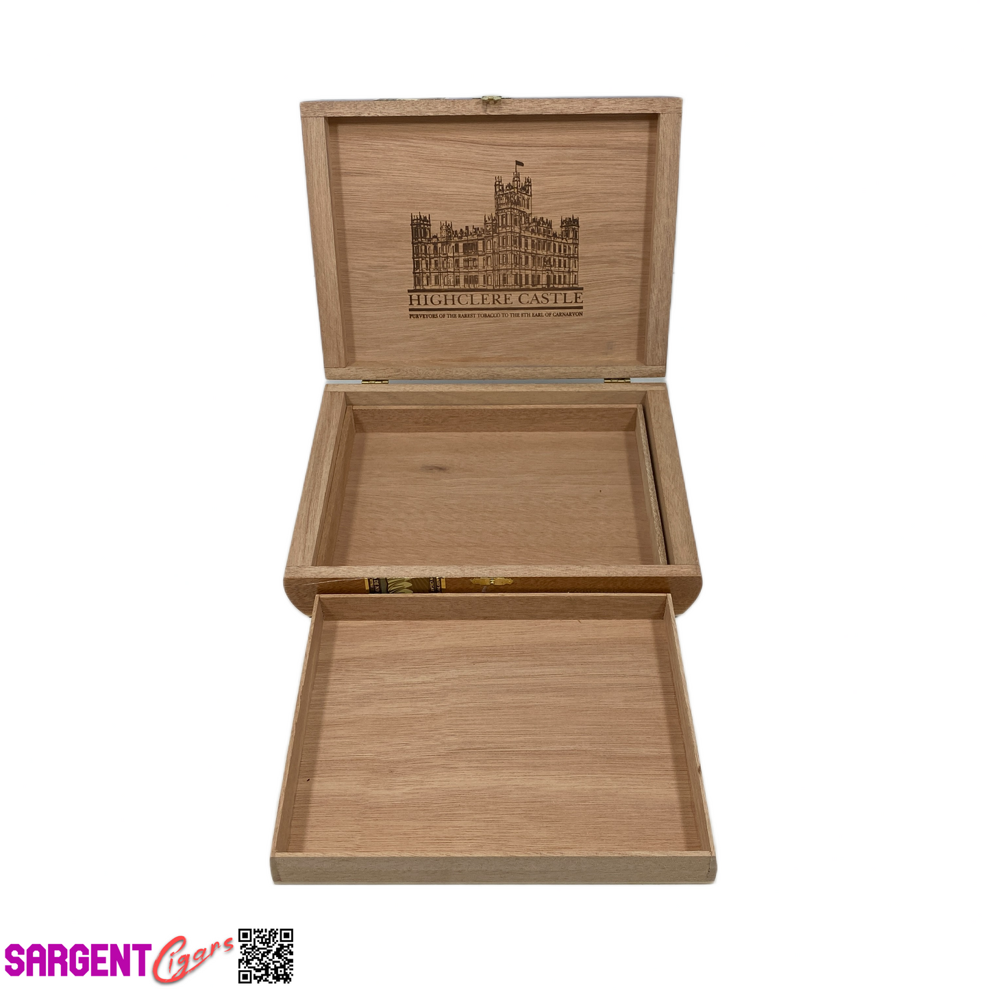 Highclere Castle Blue Toro Empty Wooden Cigar Box 9.75x7.25x2.25