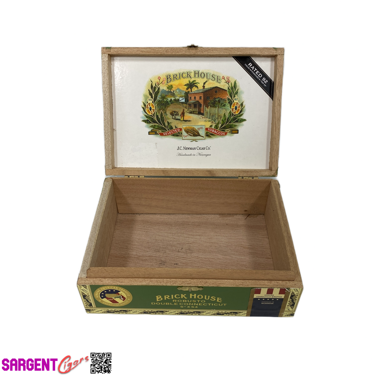 BrickHouse Connecticut Robusto Empty Wooden Cigar Box 8.5x6x3