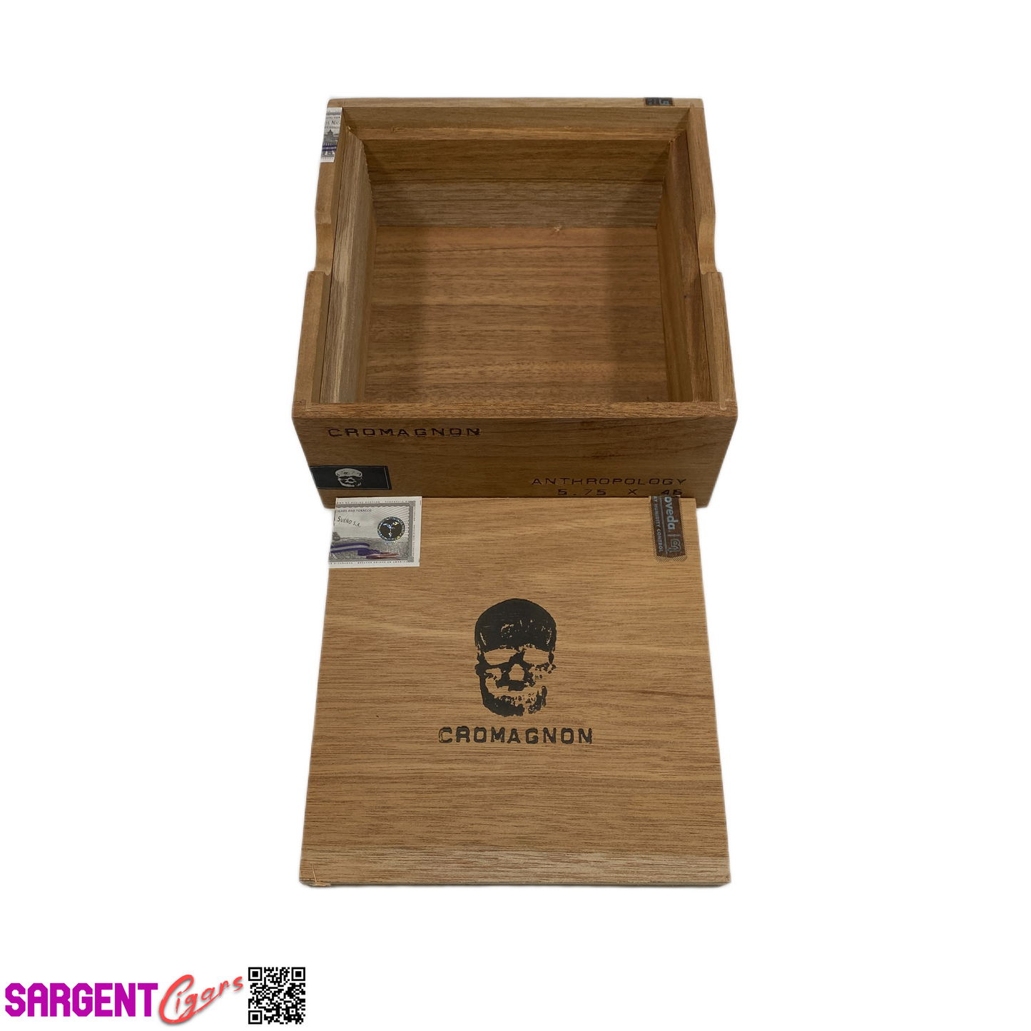 RomaCraft Cromagnon Anthropology Empty Wooden Cigar Box 7x7.25x3.25