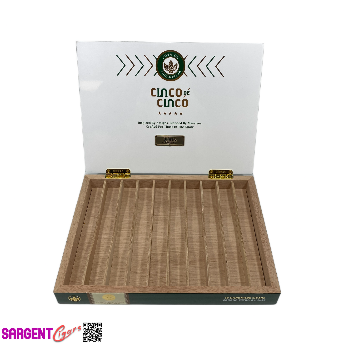 Joya De Nicaragua Cinco de Cinco Corona Extra Empty Wooden Cigar Box 9.75x7.25x1.5