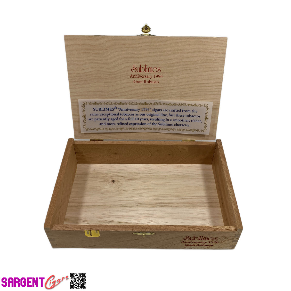 Sublimes Gran Robusto Empty Wooden Cigar Box 9x6x2