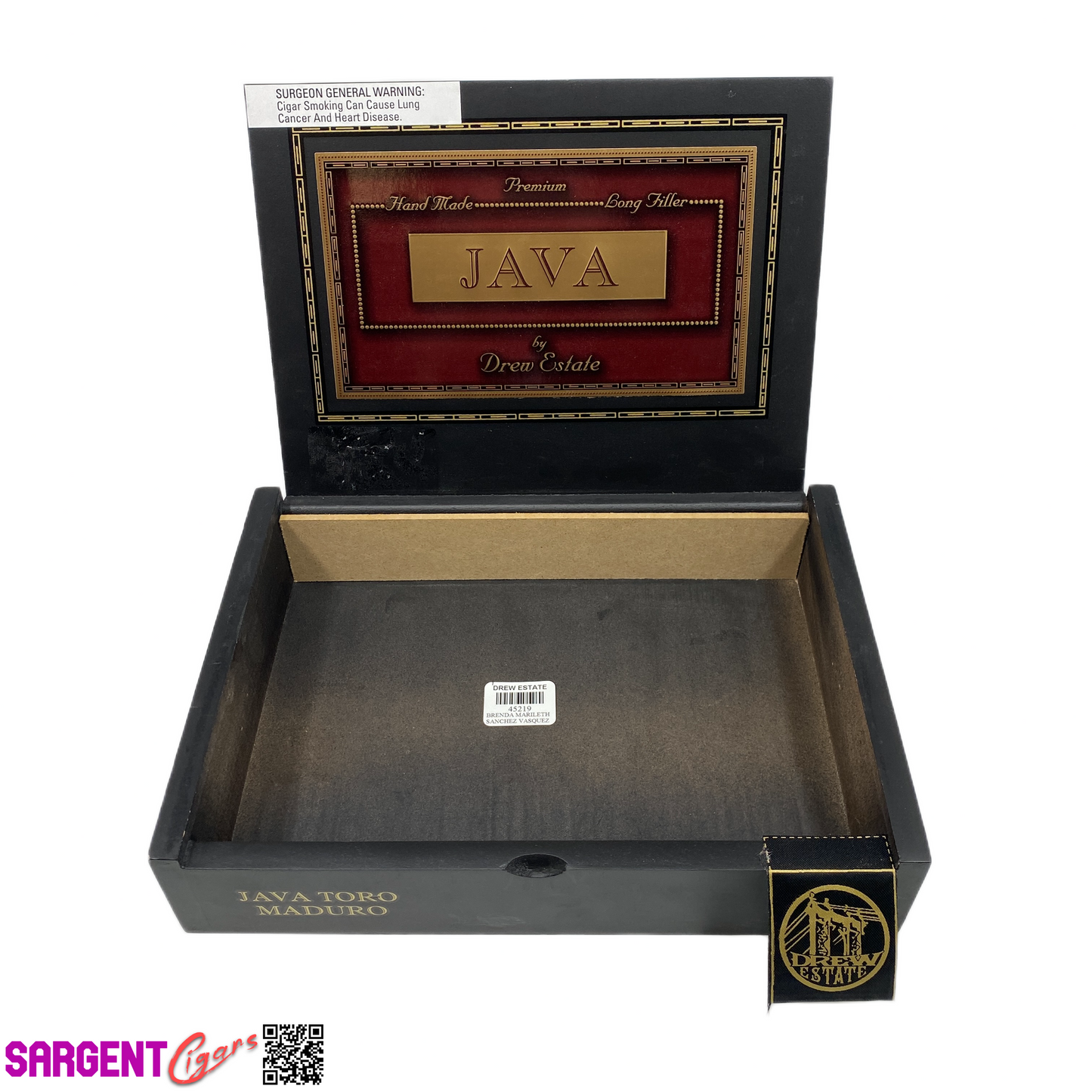 Java Maduro Toro Empty Wooden Cigar Box 10x7.25x2
