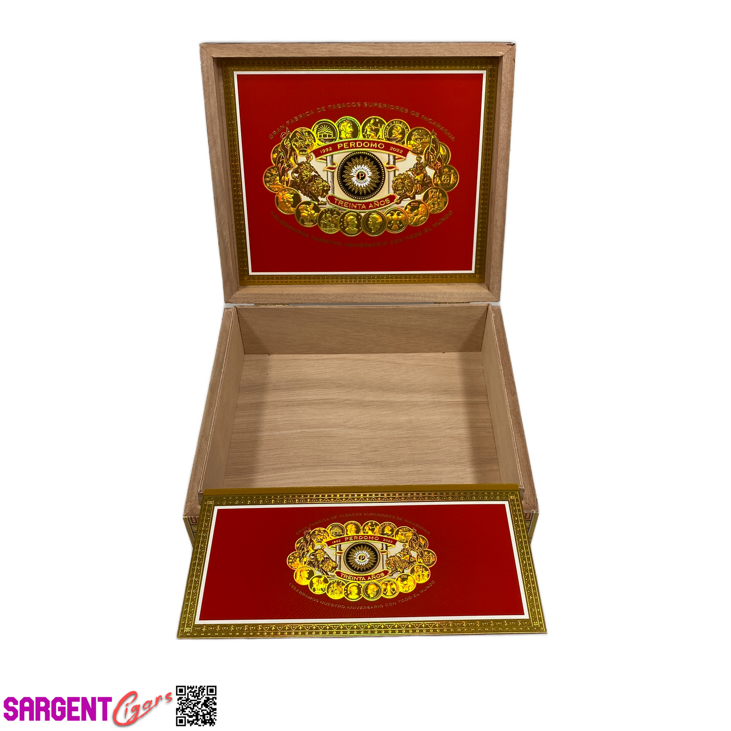 Perdomo 30th Connecticut Torpedo Empty Wooden Cigar Box 9.5x8.25x3