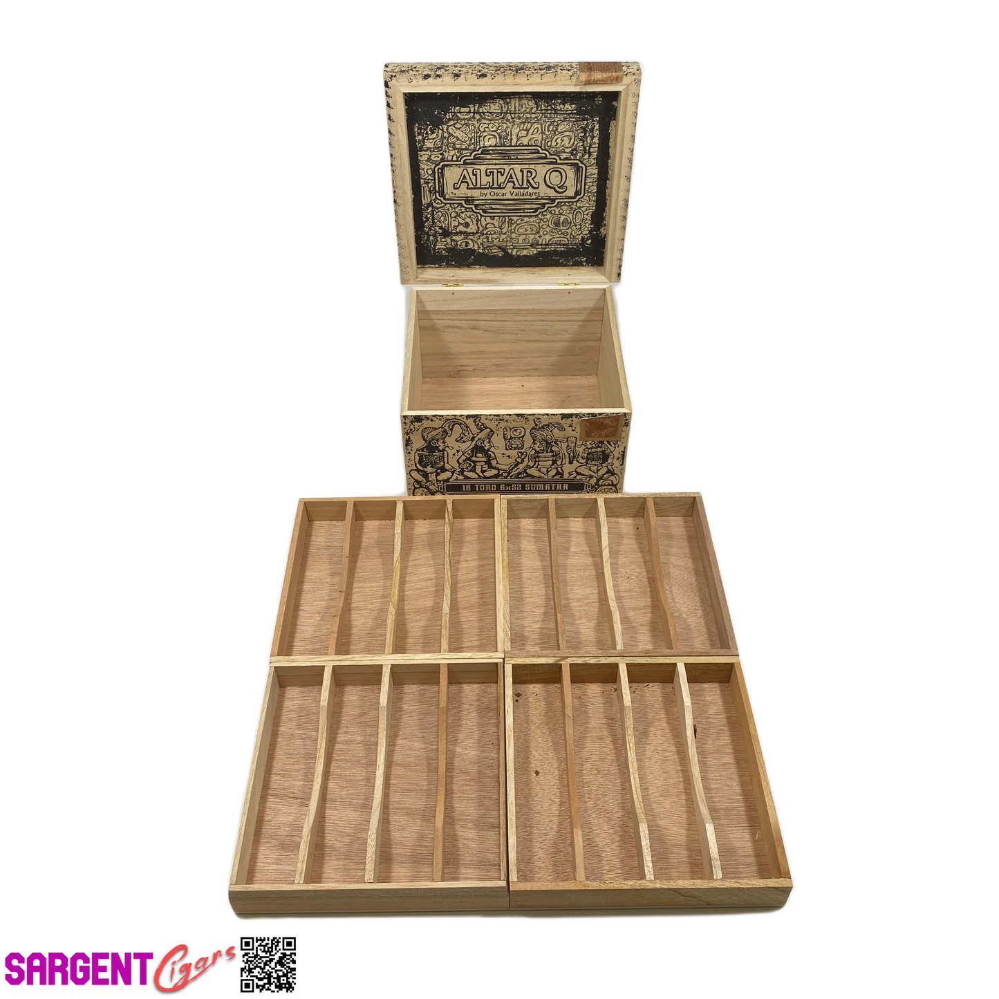 Oscar Valladares Altar Q Empty Wooden Cigar Box 8x7.5x5.5