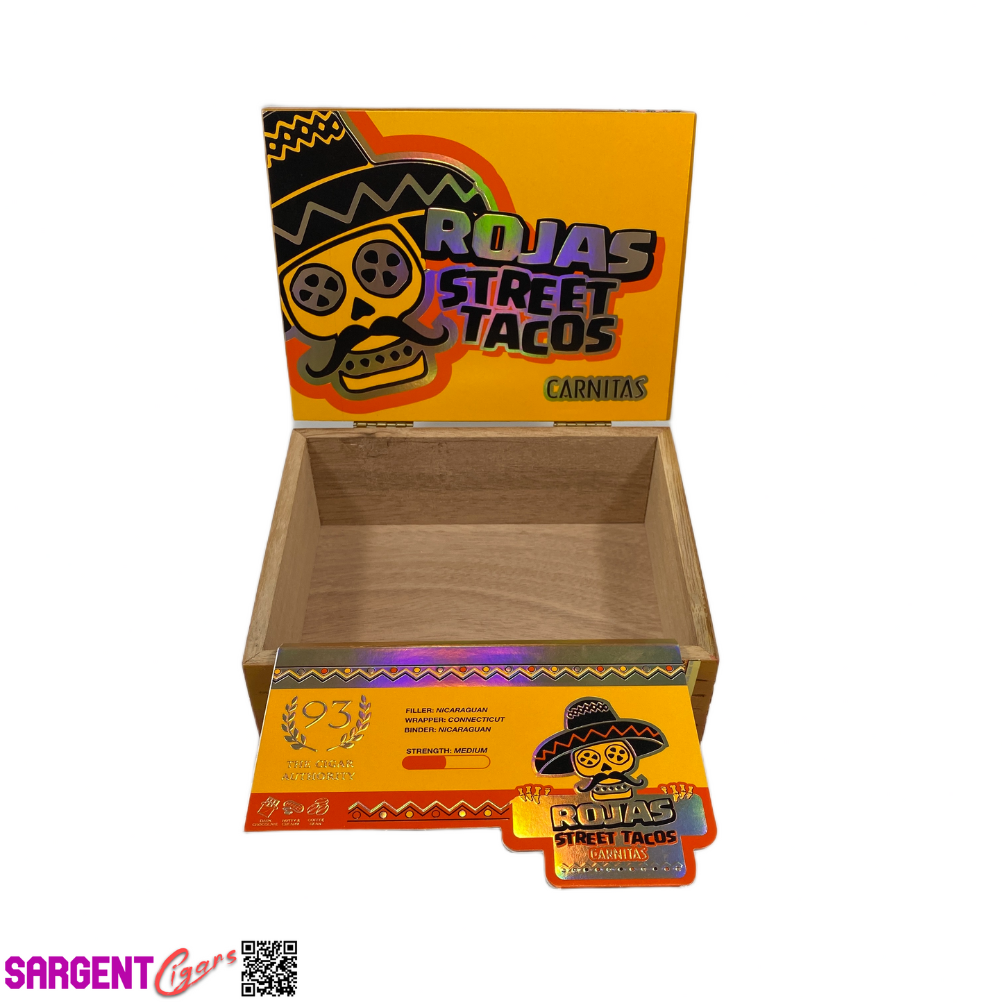 Rojas Street Tacos Carnitas Robusto Empty Wooden Cigar Box 7.5x6x3.5