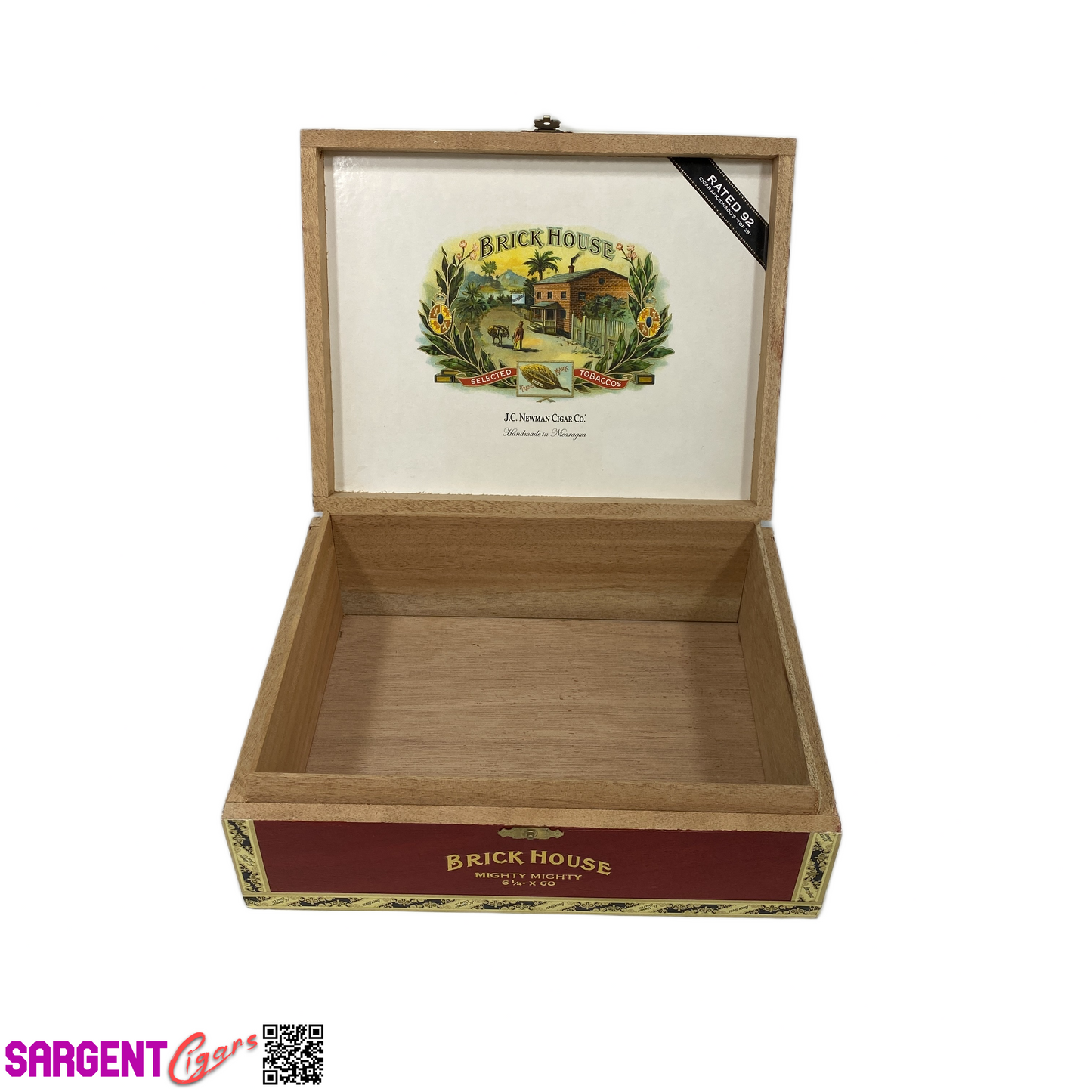 BrickHouse Mighty Mighty Empty Wooden Cigar Box 9.5x7.5x3.25