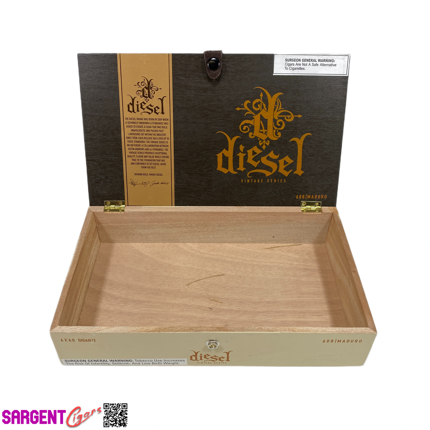 Diesel Vintage Series Gigante Empty Wooden Cigar Box 12.75x7.5x2.75 (1)
