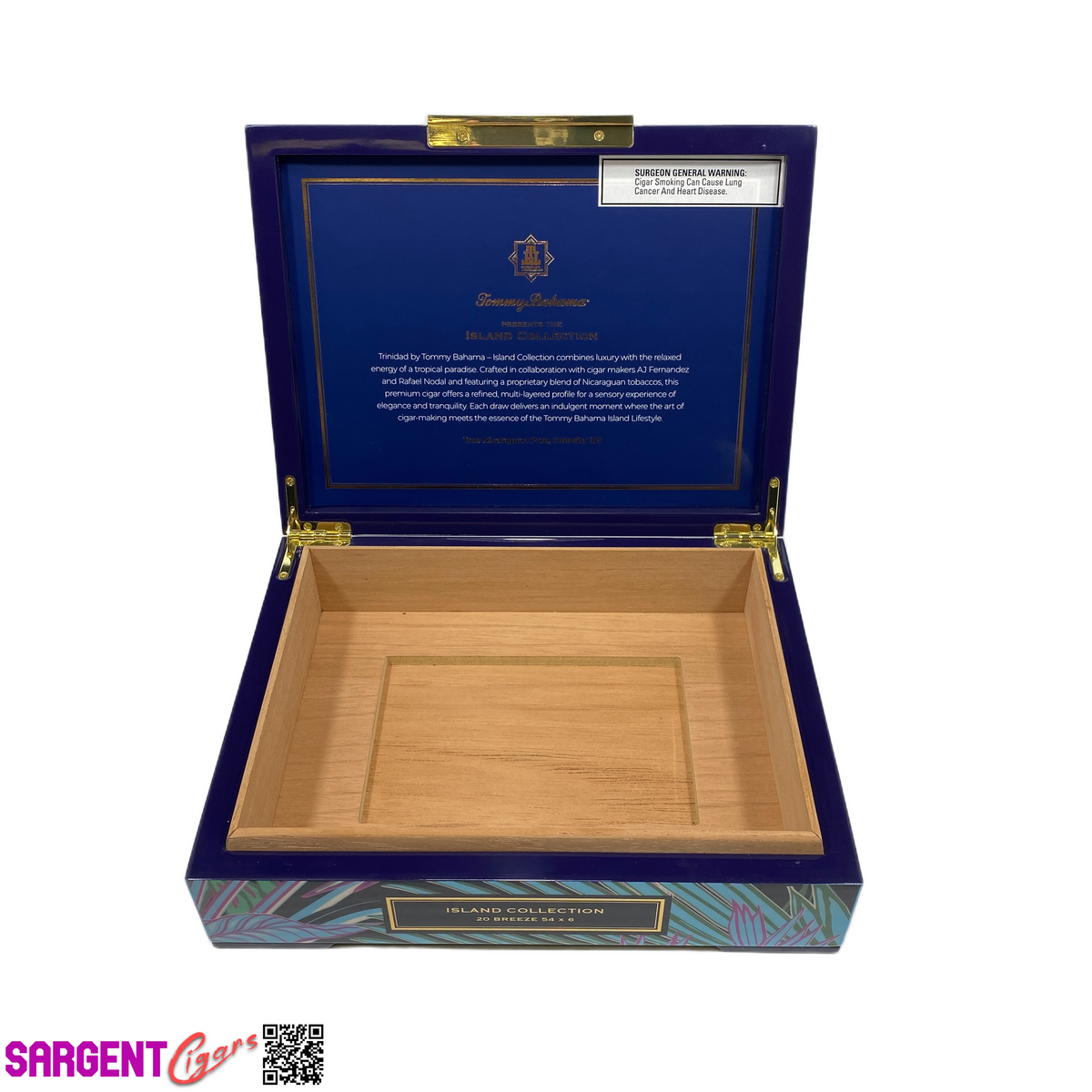 Tommy Bahama Island Collection Empty Wooden Cigar Box 10x7.5x3
