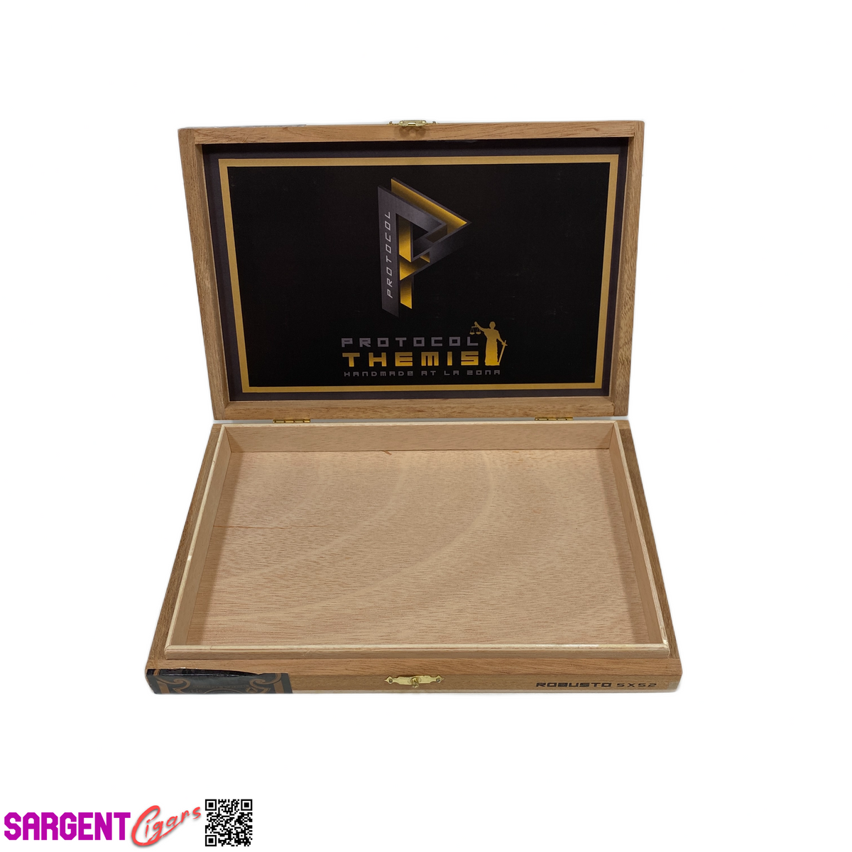 Protocol Themis Robusto Empty Wooden Cigar Box 8.75x6x1