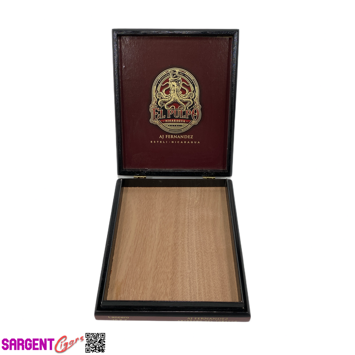 Aj Fernandez El Pulpo Lancero Empty Wooden Cigar Box 7x8.25x1.5