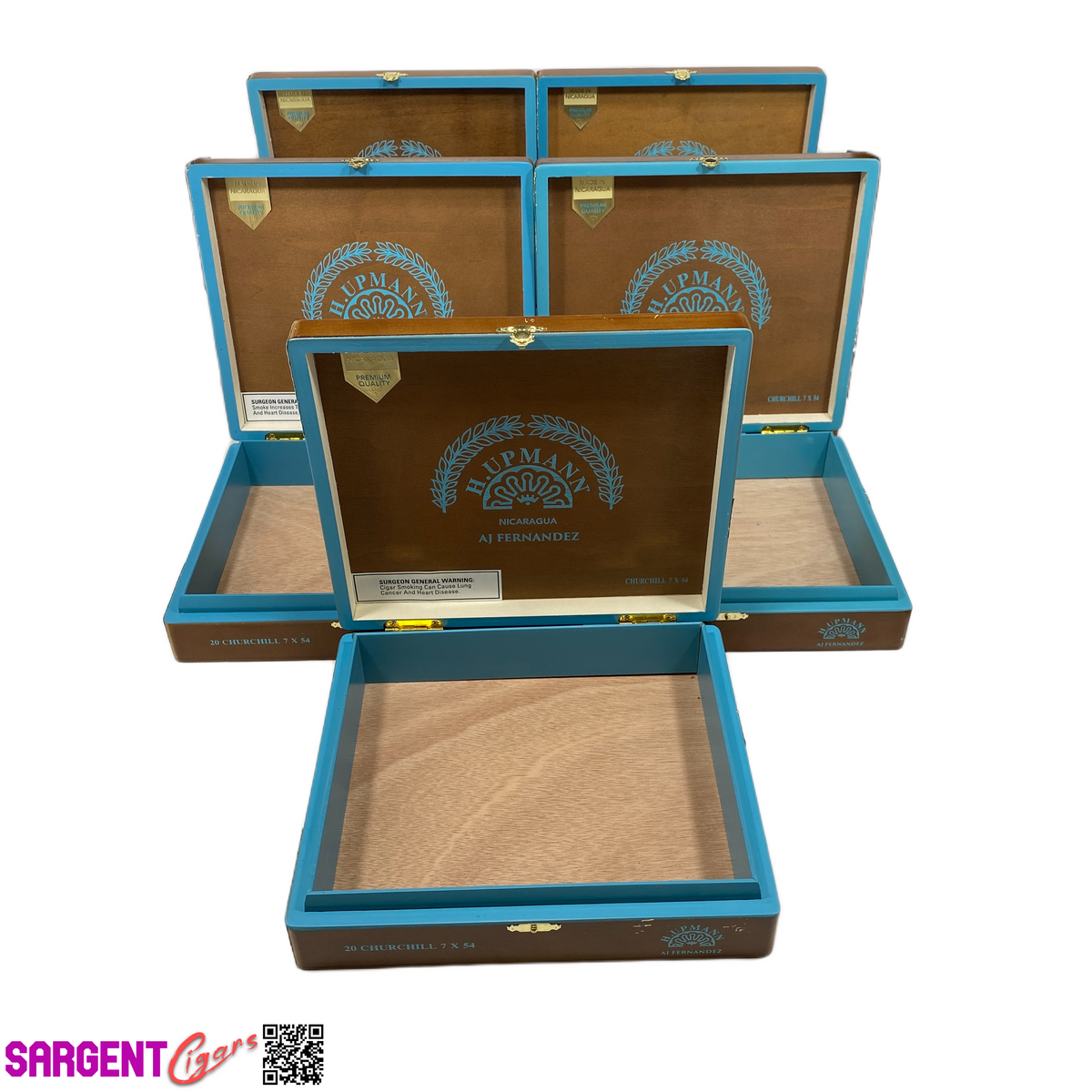 Lot of 5 H Upmann Nicaragua Churchill Empty Wooden Cigar Boxes 9.5x8.25x2 #5