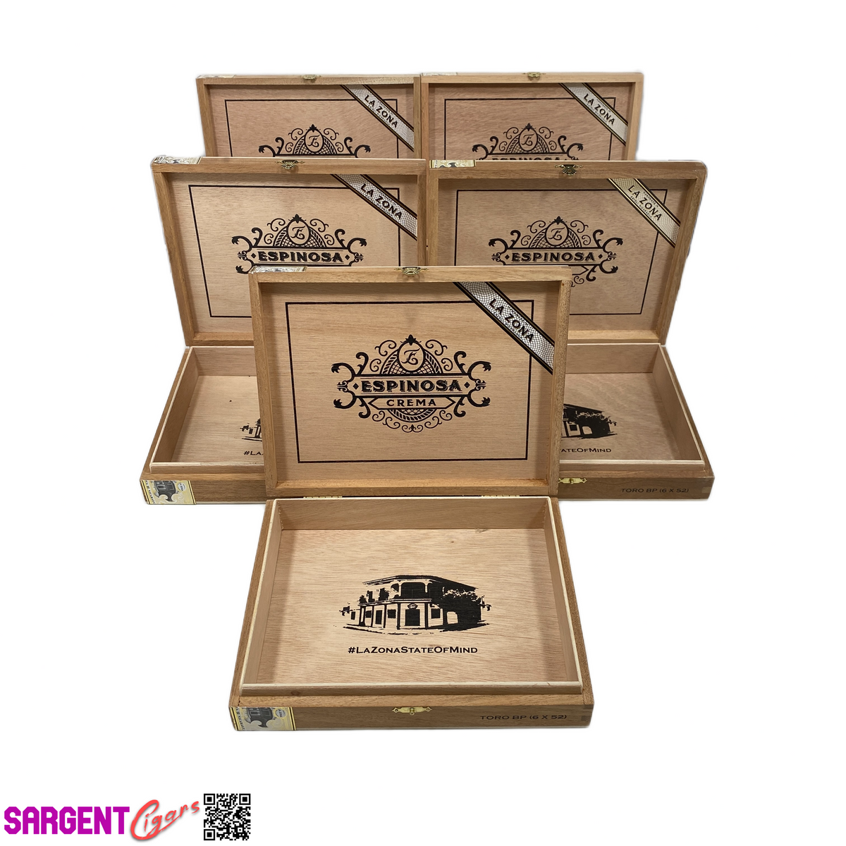 Lot of 5 Espinosa Crema Toro Empty Wooden Cigar Boxes 8.75x7x1.75 #21